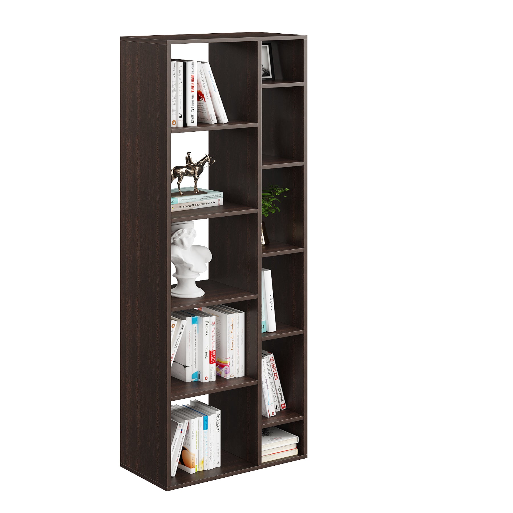 Lancy Wooden Book Shelf for Books, Book Shelf Rack for Home Library, Corner Shelf for Living Room, Study Room & Office Furniture (Wenge)