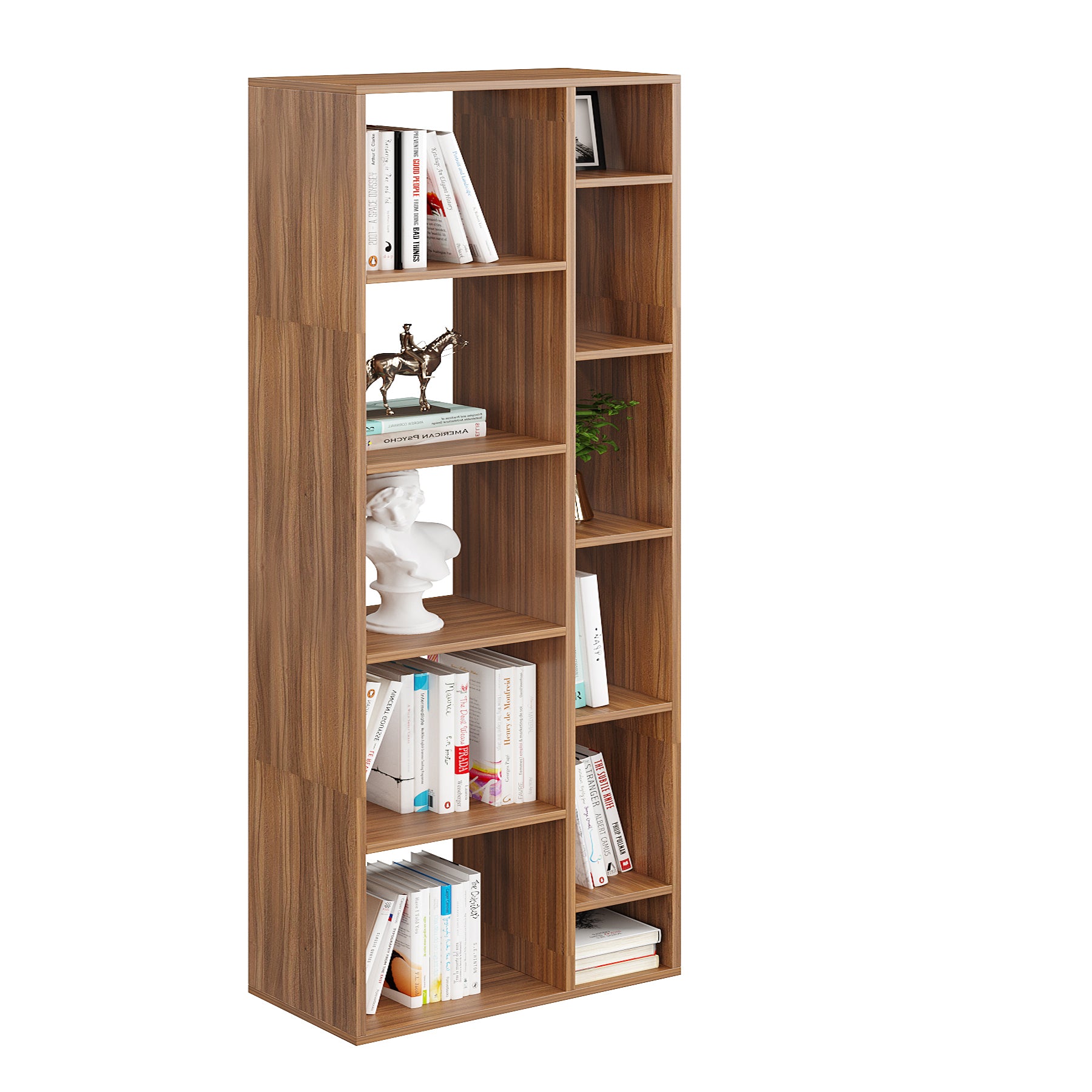 Lancy Wooden Book Shelf for Books, Book Shelf Rack for Home Library, Corner Shelf for Living Room, Study Room & Office Furniture (Exotic Teak)