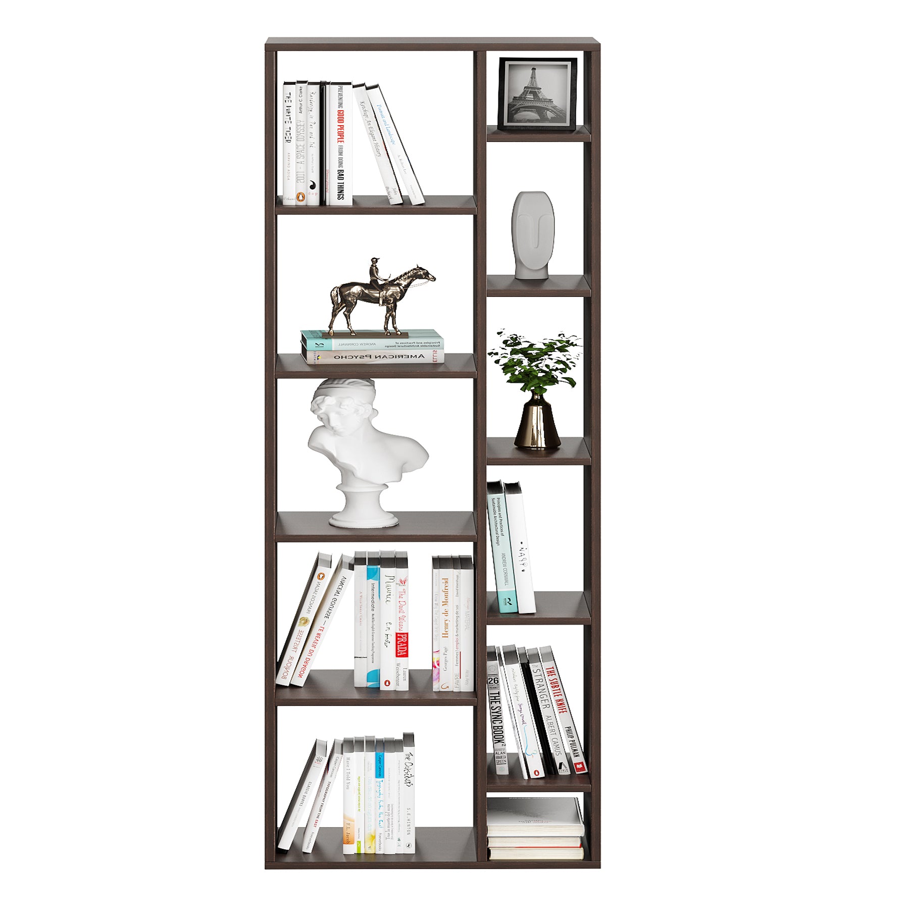 Lancy Wooden Book Shelf for Books, Book Shelf Rack for Home Library, Corner Shelf for Living Room, Study Room & Office Furniture (Wenge)