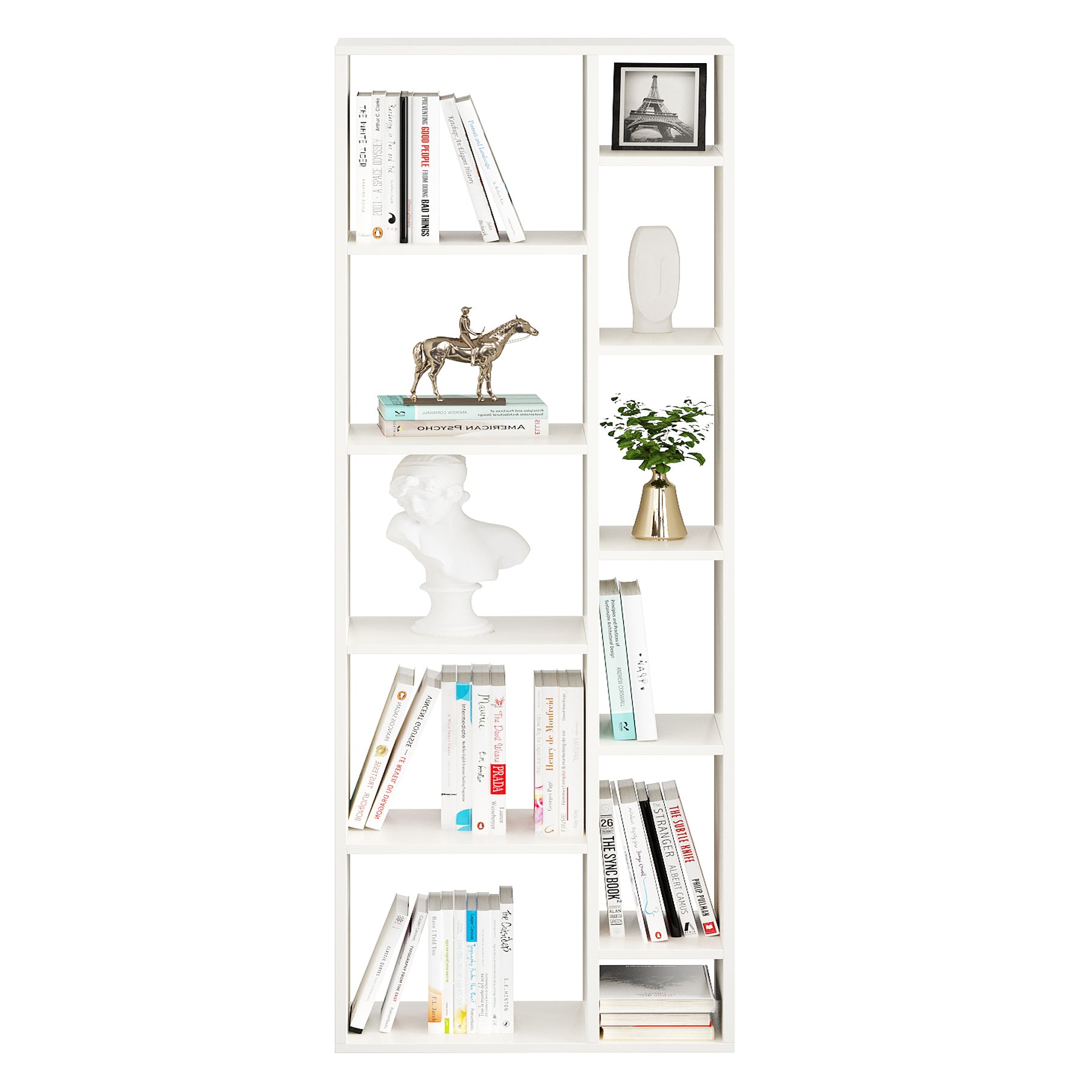 Lancy Wooden Book Shelf for Books, Book Shelf Rack for Home Library, Corner Shelf for Living Room, Study Room & Office Furniture (White)