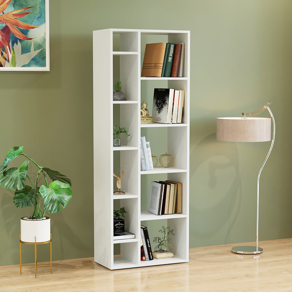 Lancy Wooden Book Shelf for Books, Book Shelf Rack for Home Library, Corner Shelf for Living Room, Study Room & Office Furniture (White)