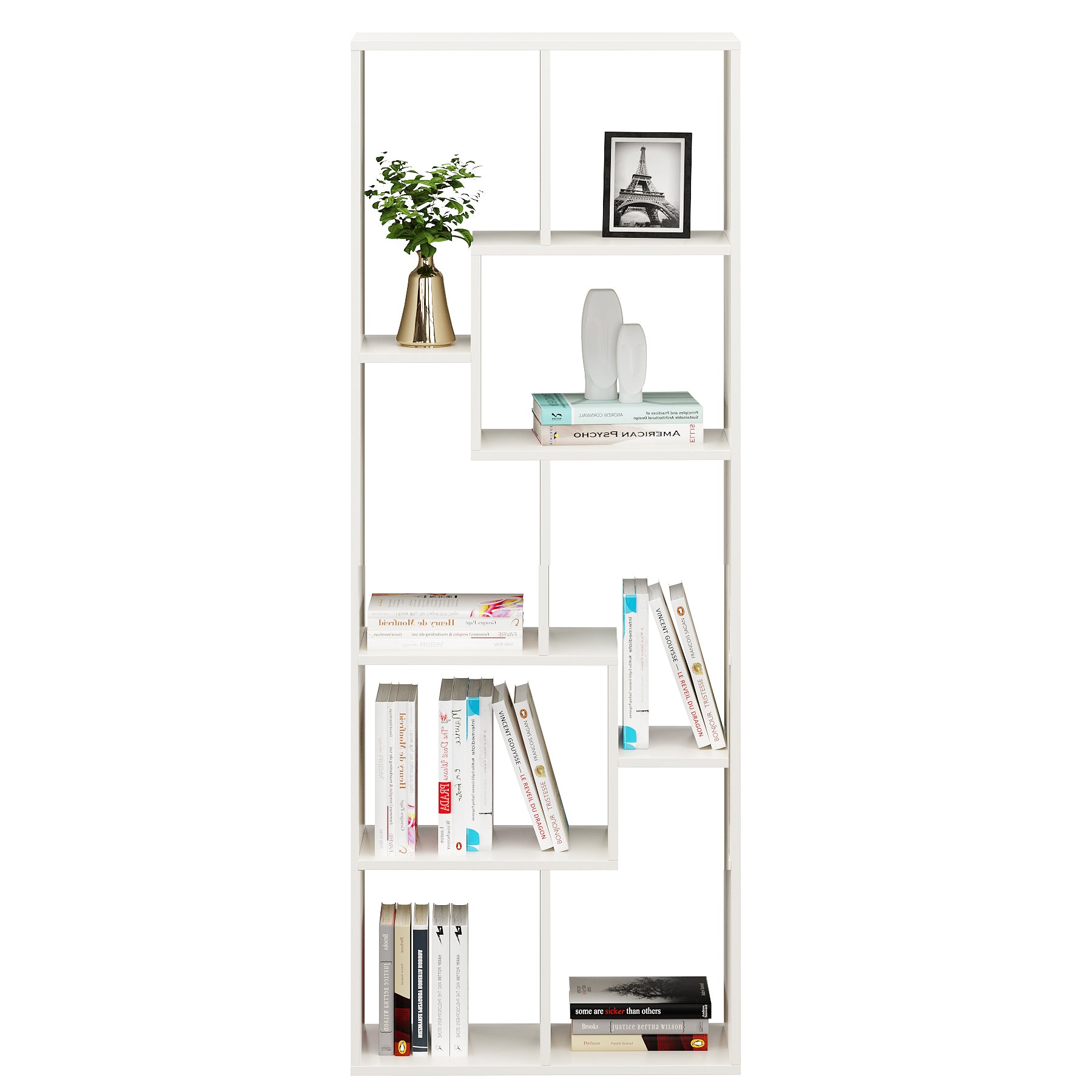 Medina Wooden Book Shelf for Books, Book Shelf Rack for Home Library, Corner Shelf for Living Room, Study Room & Office Furniture (White)