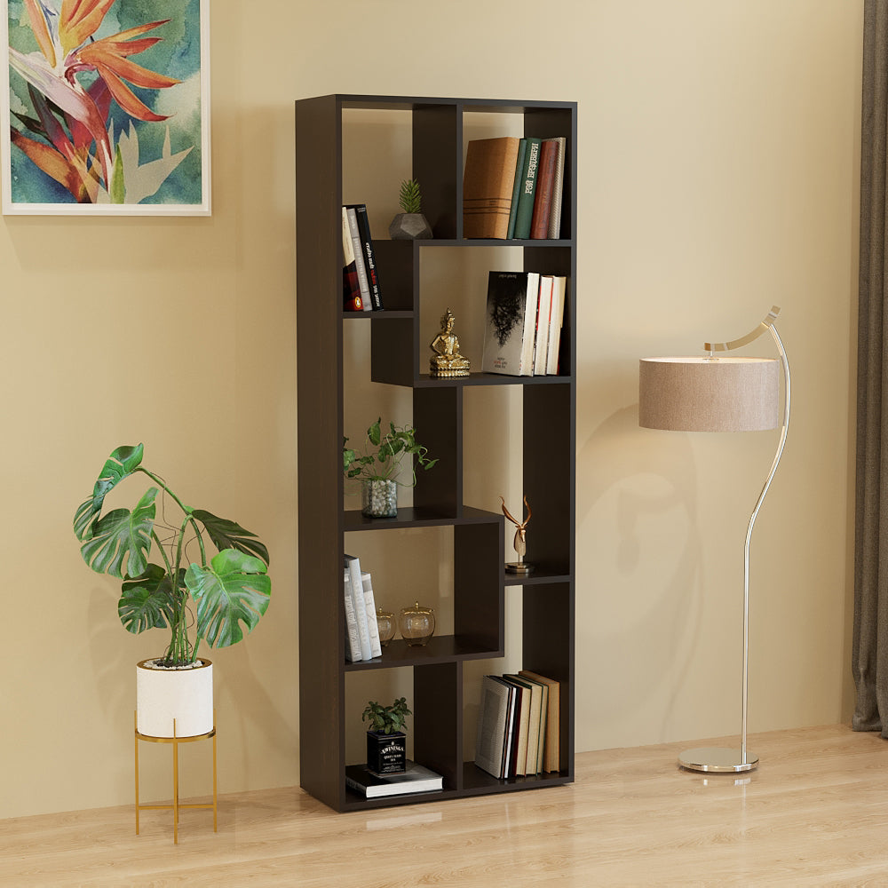 Medina Wooden Book Shelf for Books, Book Shelf Rack for Home Library, Corner Shelf for Living Room, Study Room & Office Furniture (Wenge)