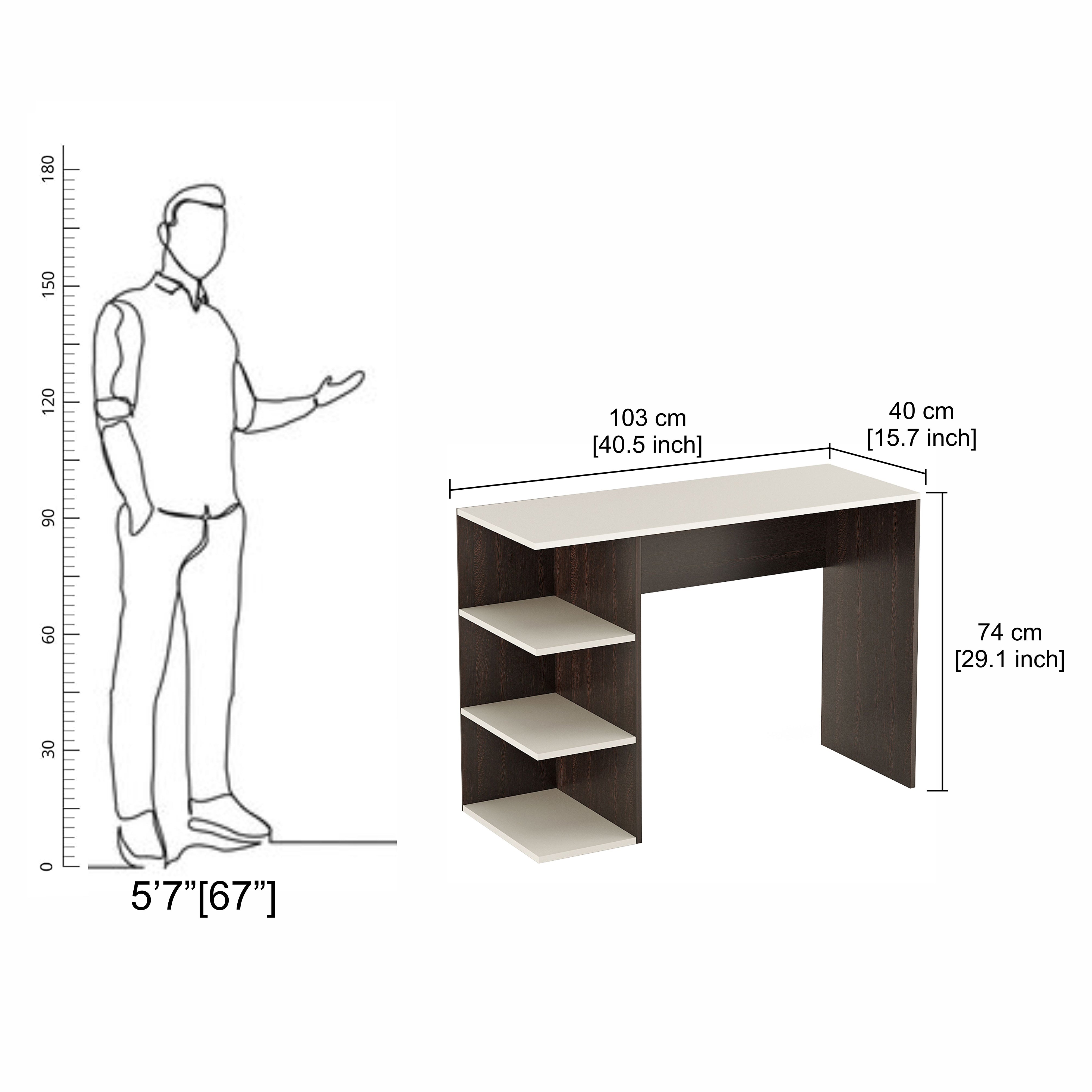 Qualish Study Table, Computer Desk, WFH Office Table with Storage (103 x 40 cm)