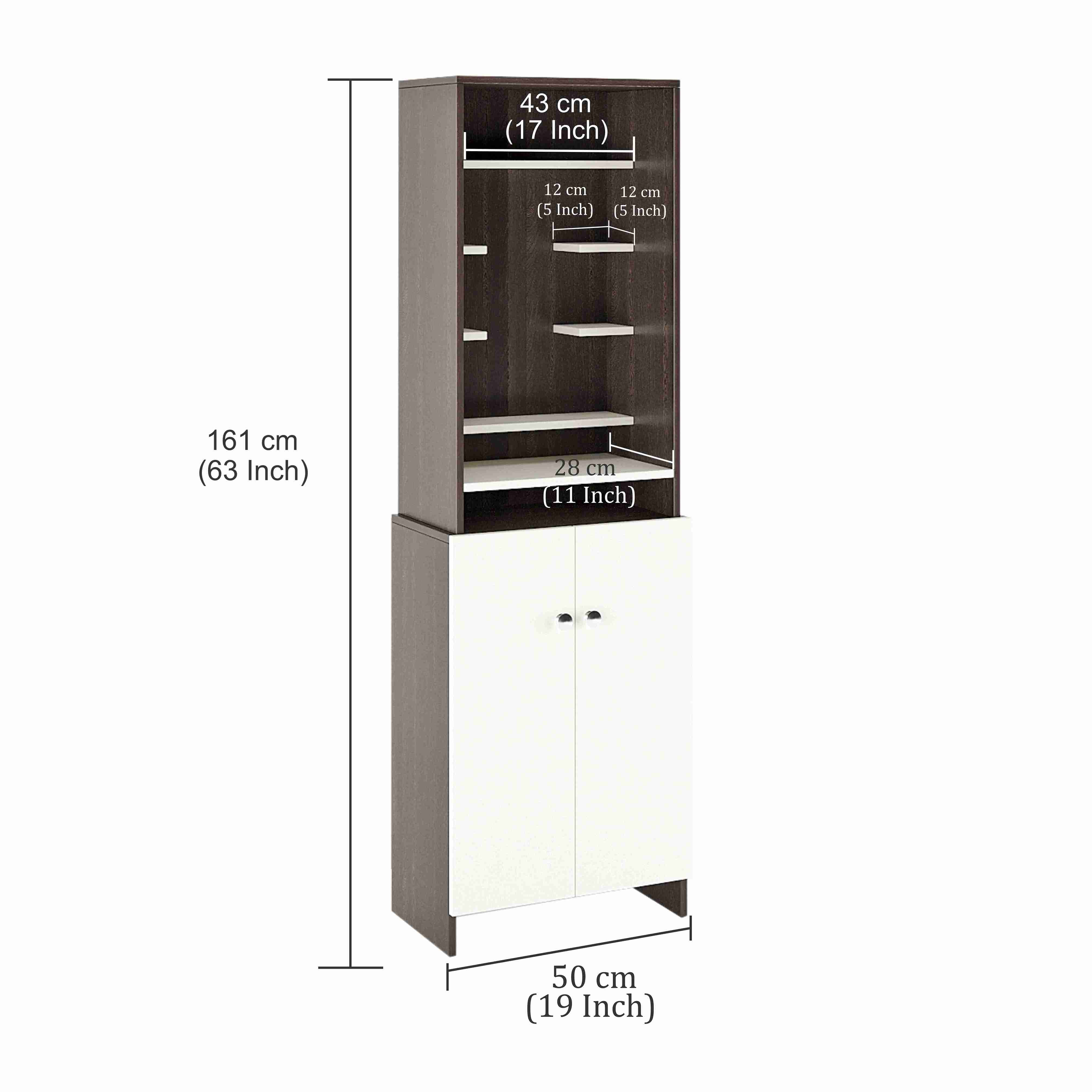 Shrisha Pooja Mandir for Home, Modern Temple for Home & Office, Prayer Cabinet Puja Stand Shelf in Wenge & White Finish