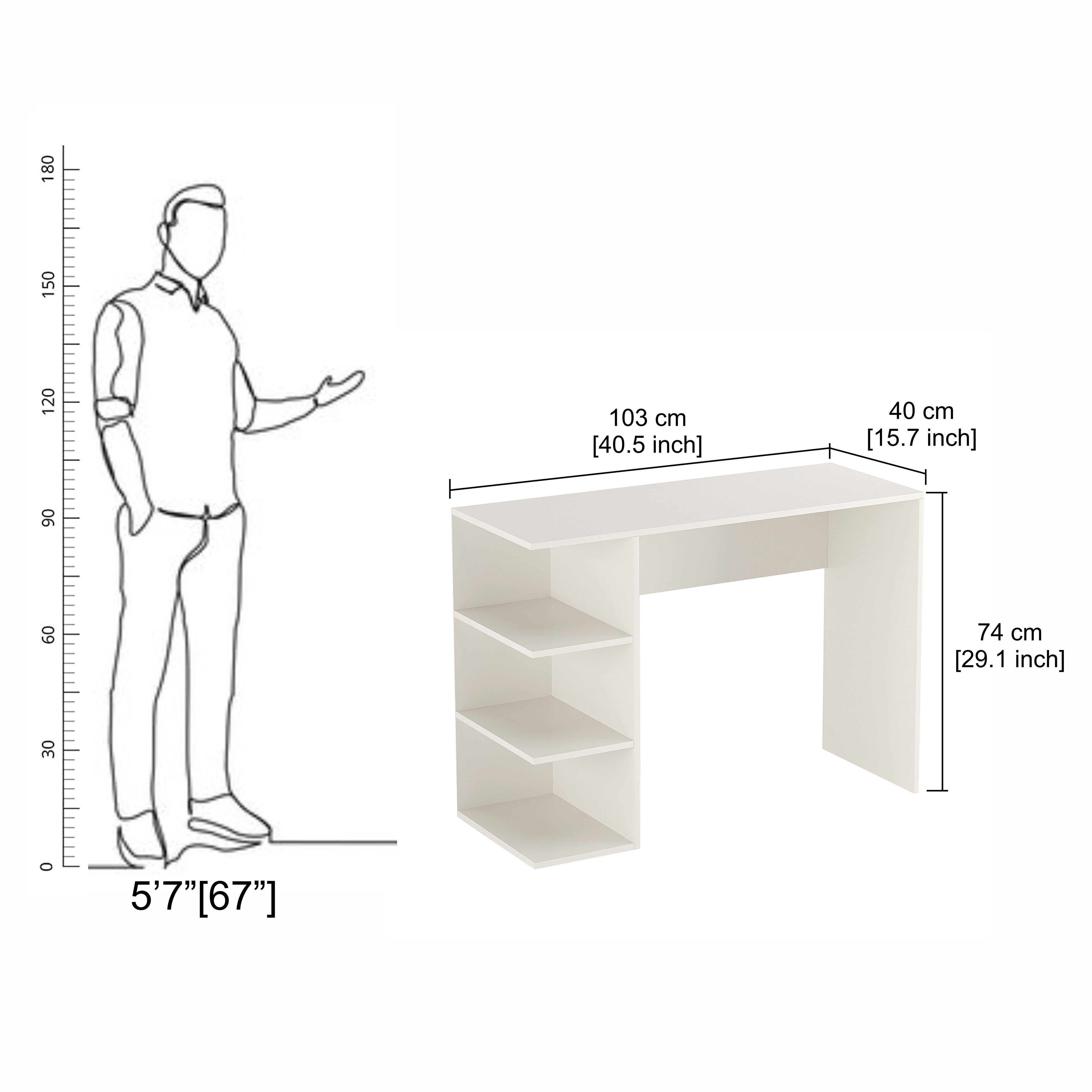 Qualish Study Table, Computer Desk, WFH Office Table with Storage (103 x 40 cm)