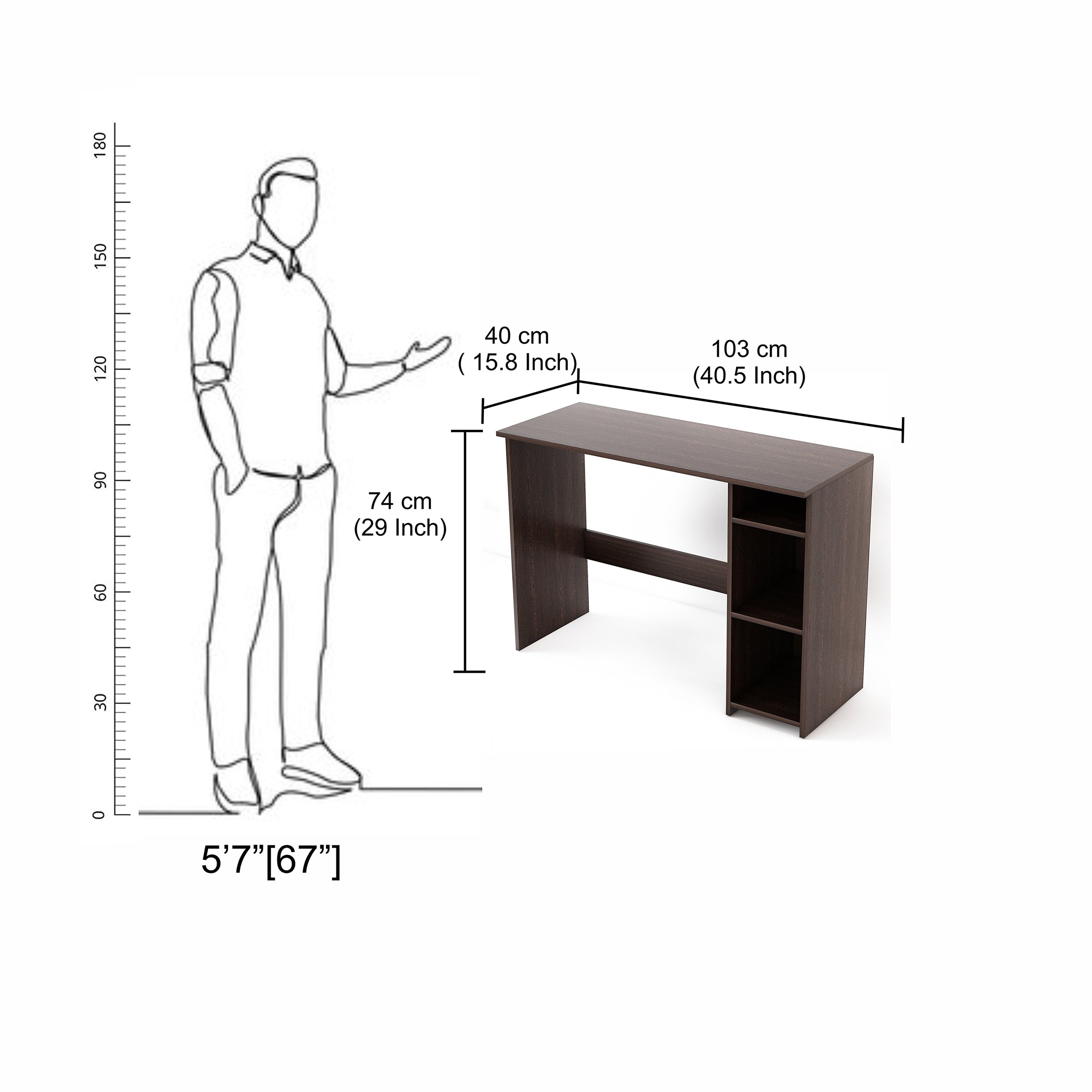 Dettlet Study Table, Computer Desk, WFH Office Table with Storage