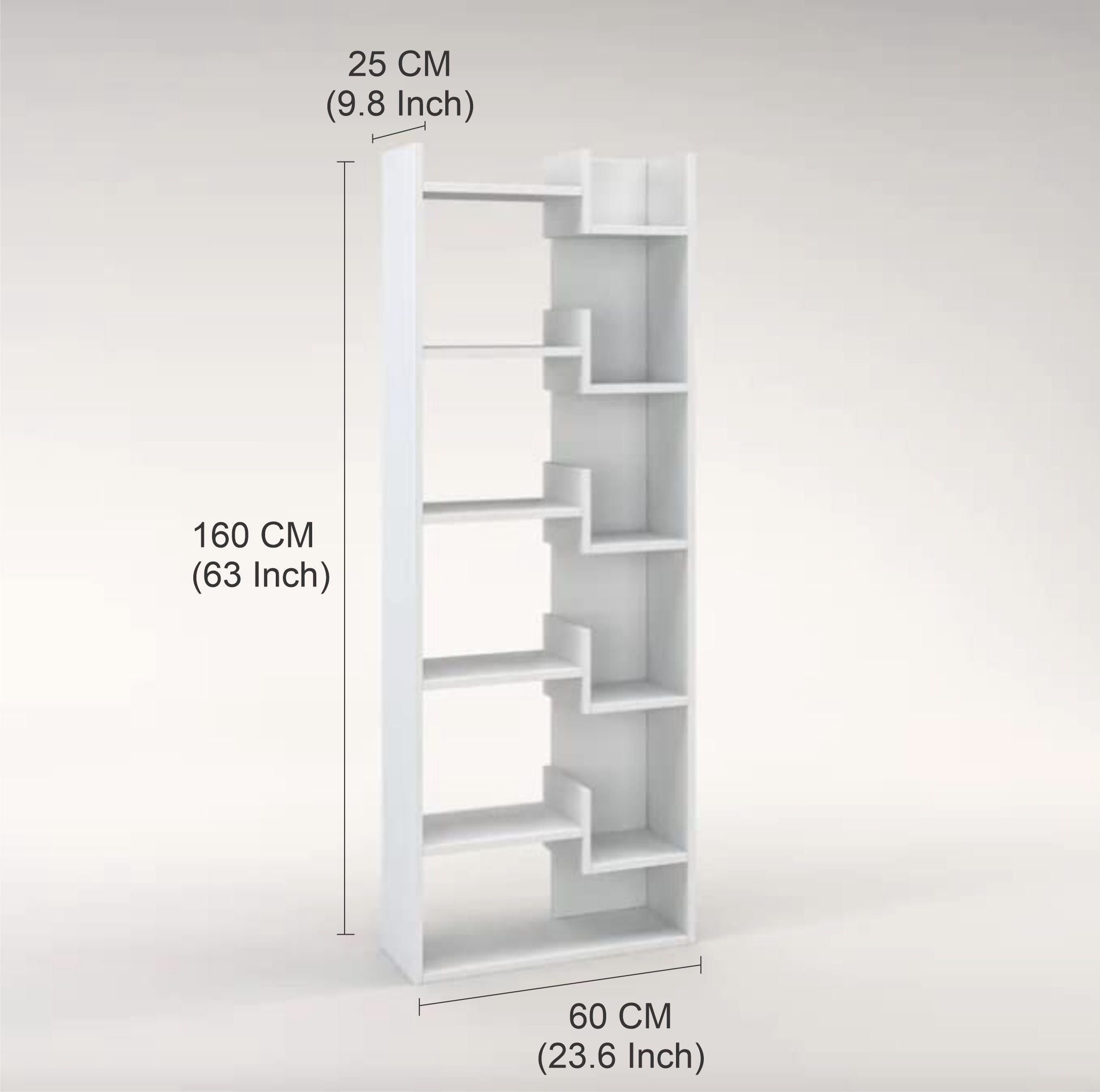Cooper Wooden Book Shelf for Books, Book Shelf Rack for Home Library, Corner Shelf for Living Room, Study Room & Office Furniture (White)