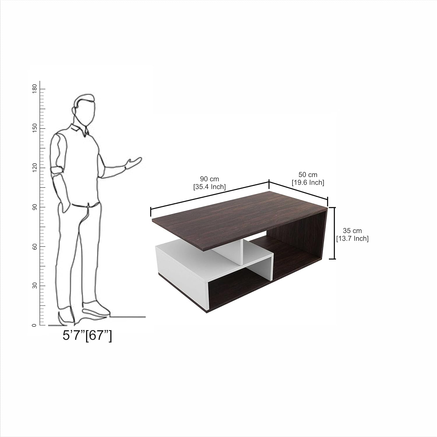Witely Modern Coffee Table with Storage, Centre Table, Teapoy for Living Room