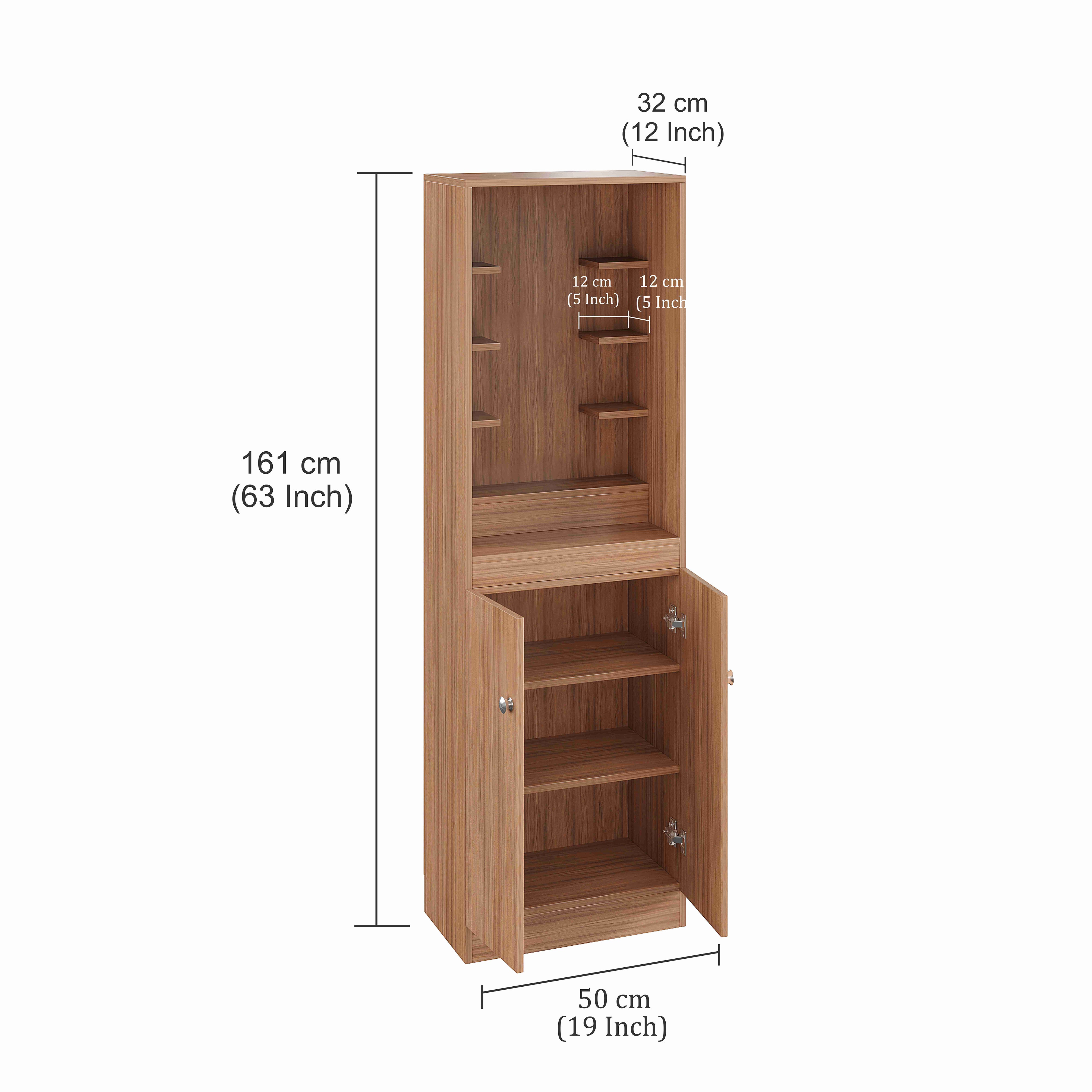 Adya Pooja Mandir for Home, Modern Temple for Home & Office, Prayer Cabinet Puja Stand Shelf in Exotic Teak Finish