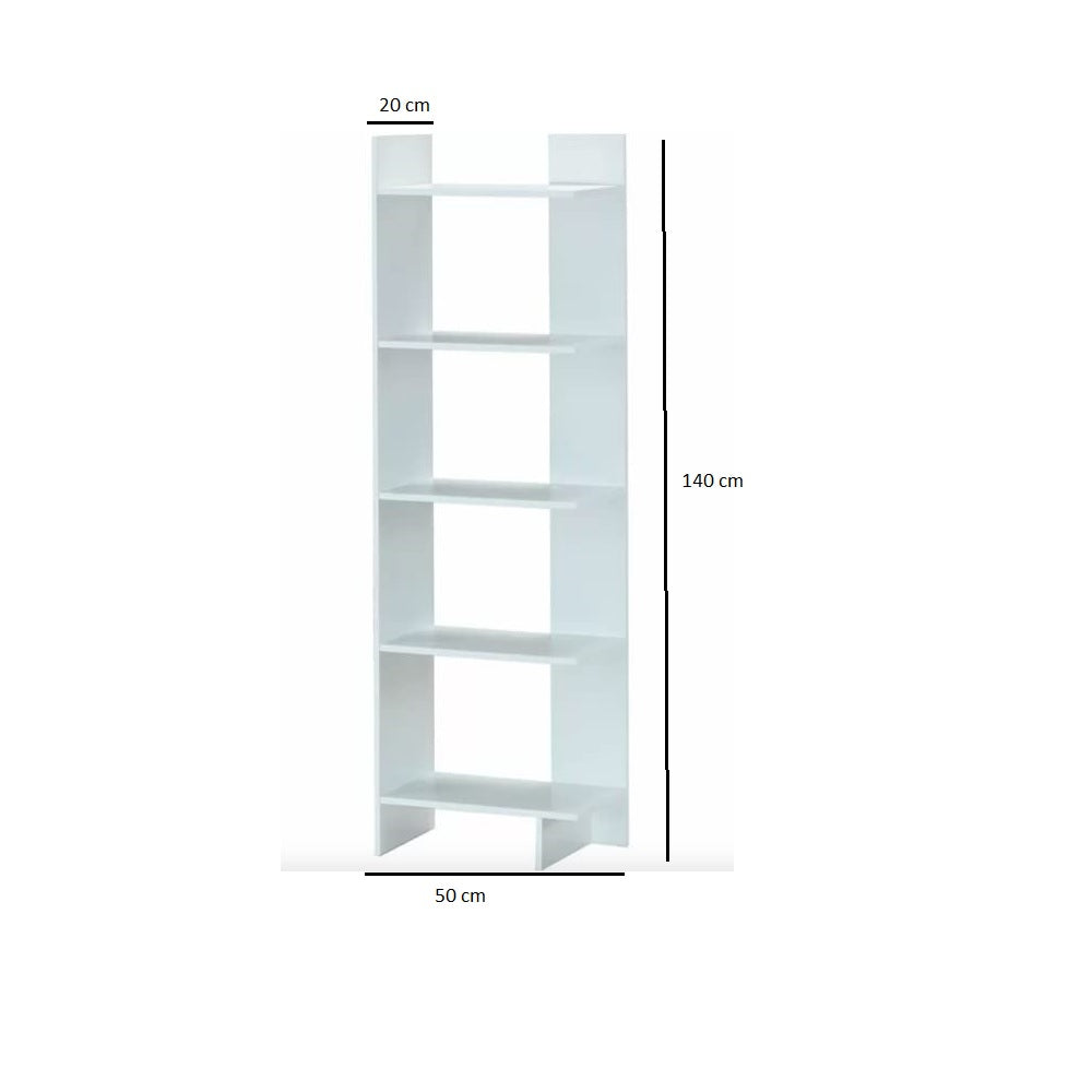 Abson Wooden Book Shelf for Books, Book Shelf Rack for Home Library, Corner Shelf for Living Room, Study Room & Office Furniture (White)