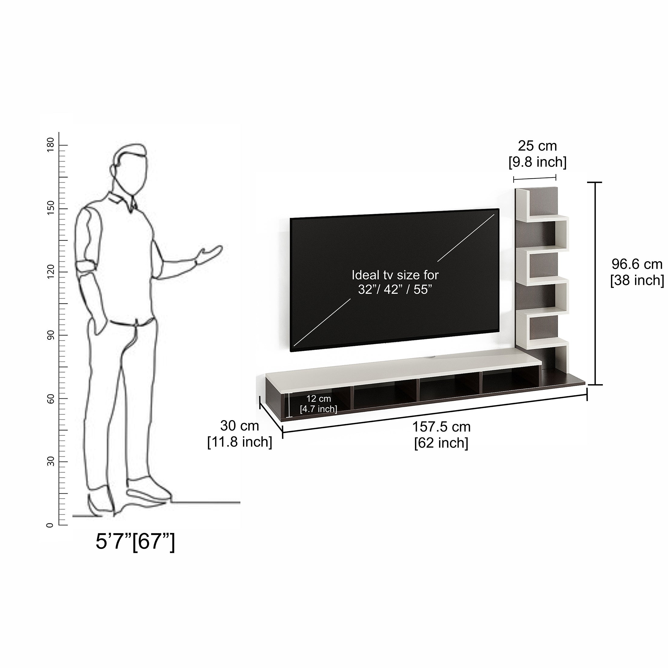 Winsen Tv Entertainment Unit, Cabinet, Showcase, Stand for 55 inch TV