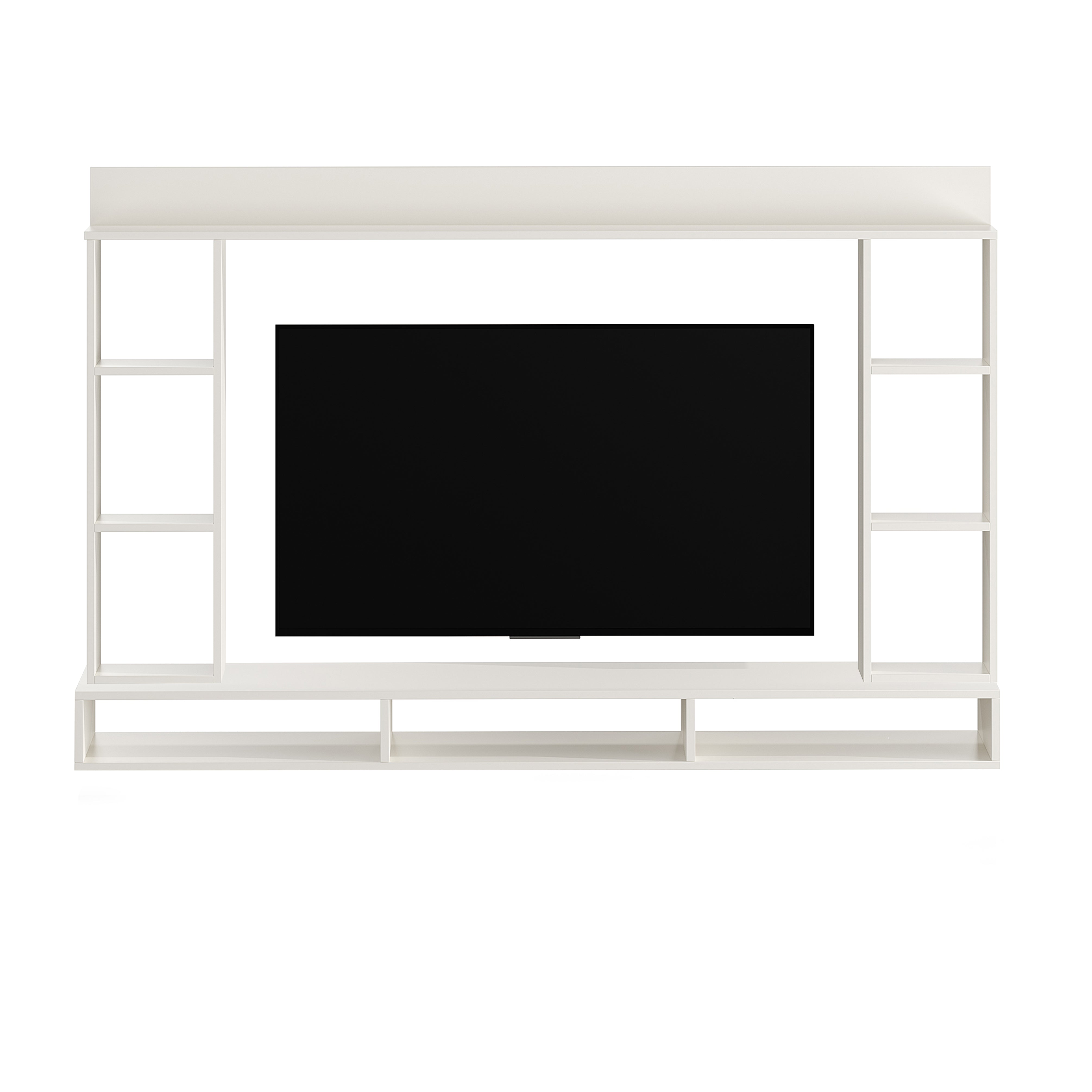 FURNEASER Paul Engineered Wood Wall Mount TV Unit/TV Stand/TV Cabinet/TV Entertainment Unit/Set Top Box Stand (White) (Ideal for 55 Inch)(D.I.Y)