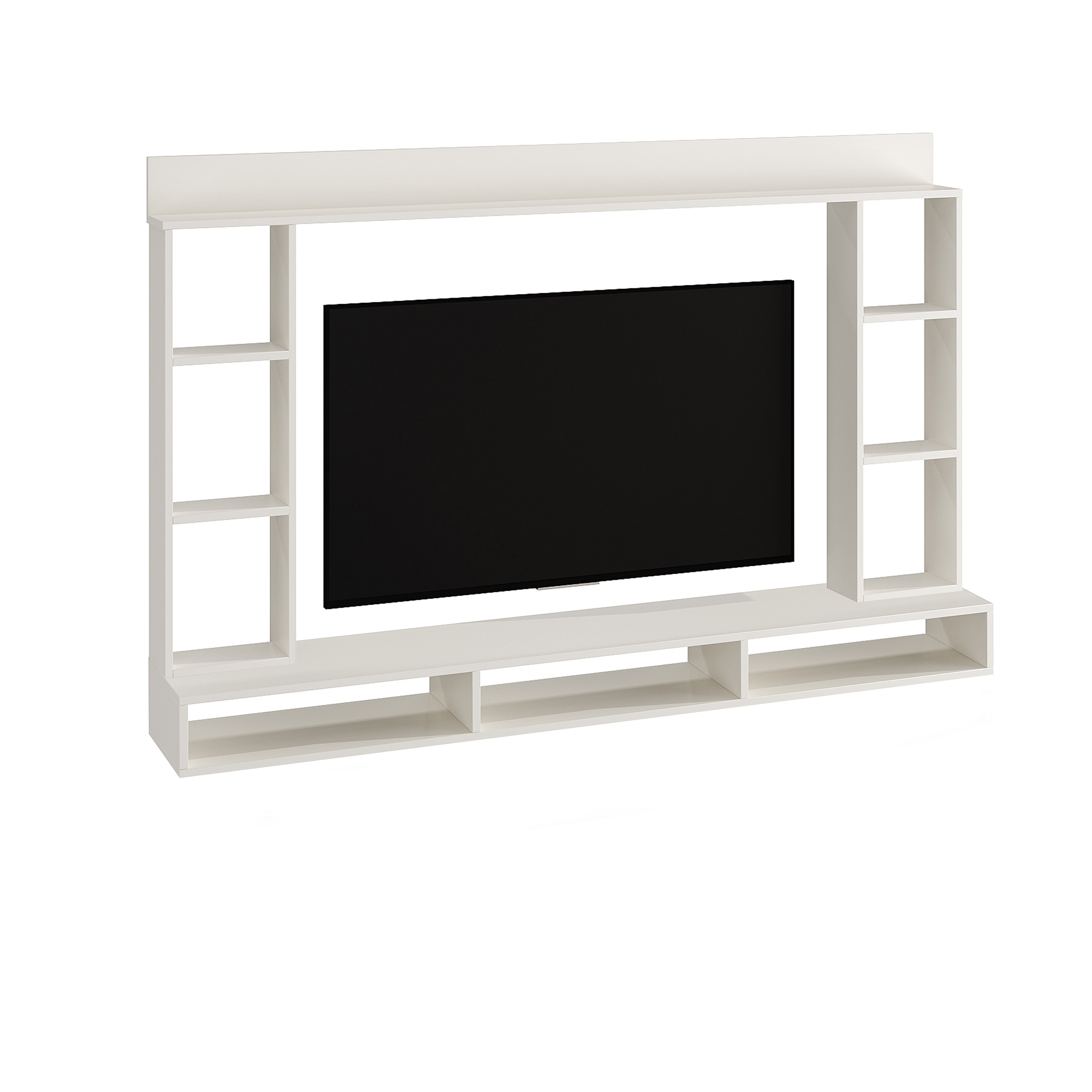 FURNEASER Paul Engineered Wood Wall Mount TV Unit/TV Stand/TV Cabinet/TV Entertainment Unit/Set Top Box Stand (White) (Ideal for 55 Inch)(D.I.Y)
