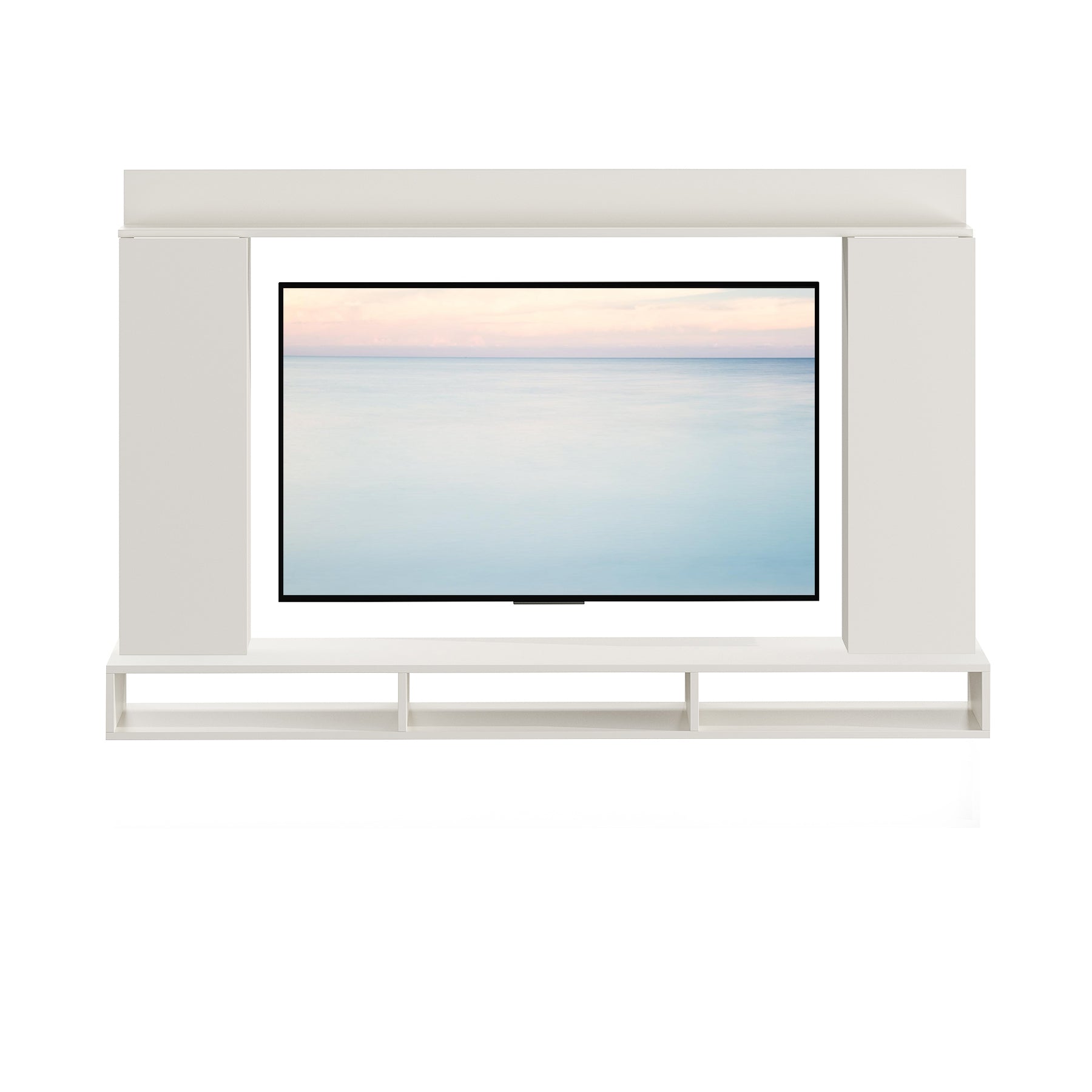 FURNEASER Morris Engineered Wood Wall Mount TV Unit/Set Top Box Stand with Display Shelves/Modern Tv Rack/Cabinet/Showcase for 43 inch TV (White)