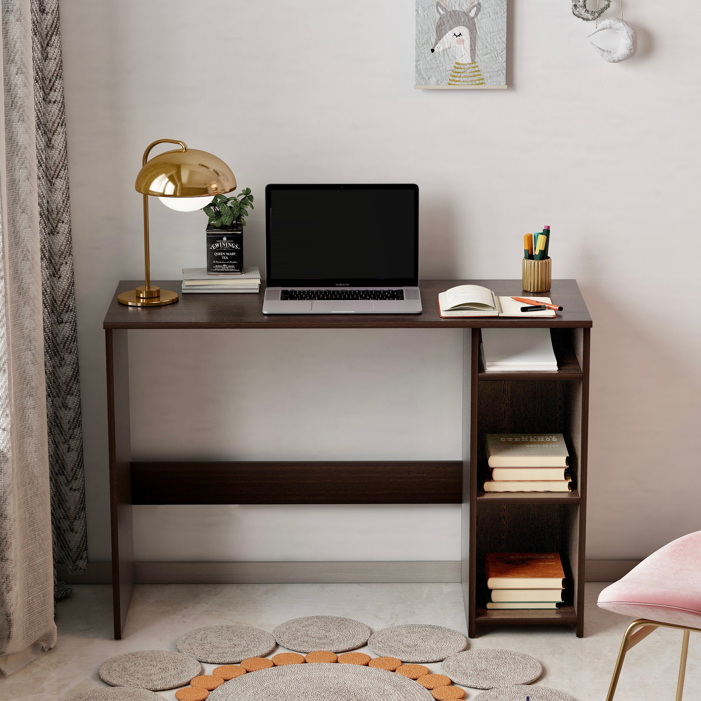 Dettlet Study Table, Computer Desk, WFH Office Table with Storage