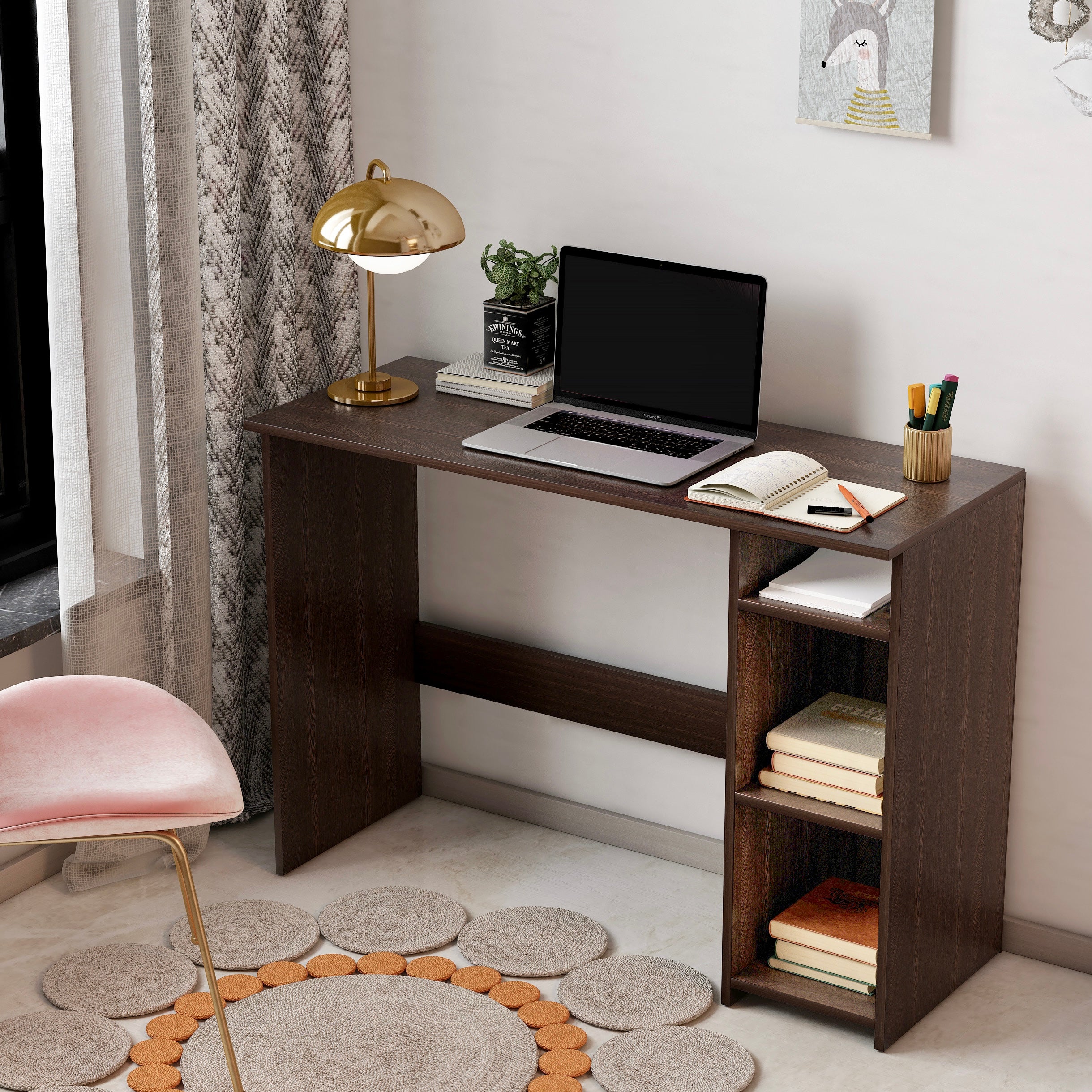 Dettlet Study Table, Computer Desk, WFH Office Table with Storage