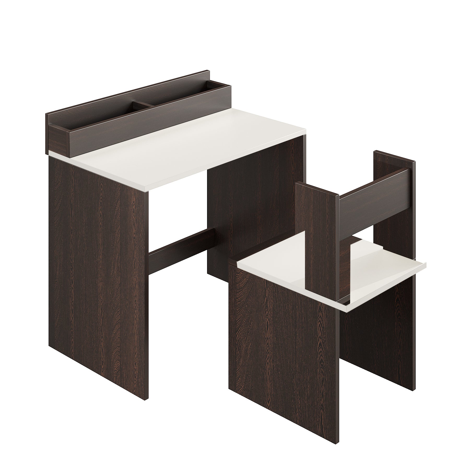 Jasper Engineered Wood Light Weight Study Table & Chair Set with Storage for 3-12 Years Kids, Medium Size Kids Desk Set Upto 60kgs Weight Capacity - DIY Installation (Wenge & White)