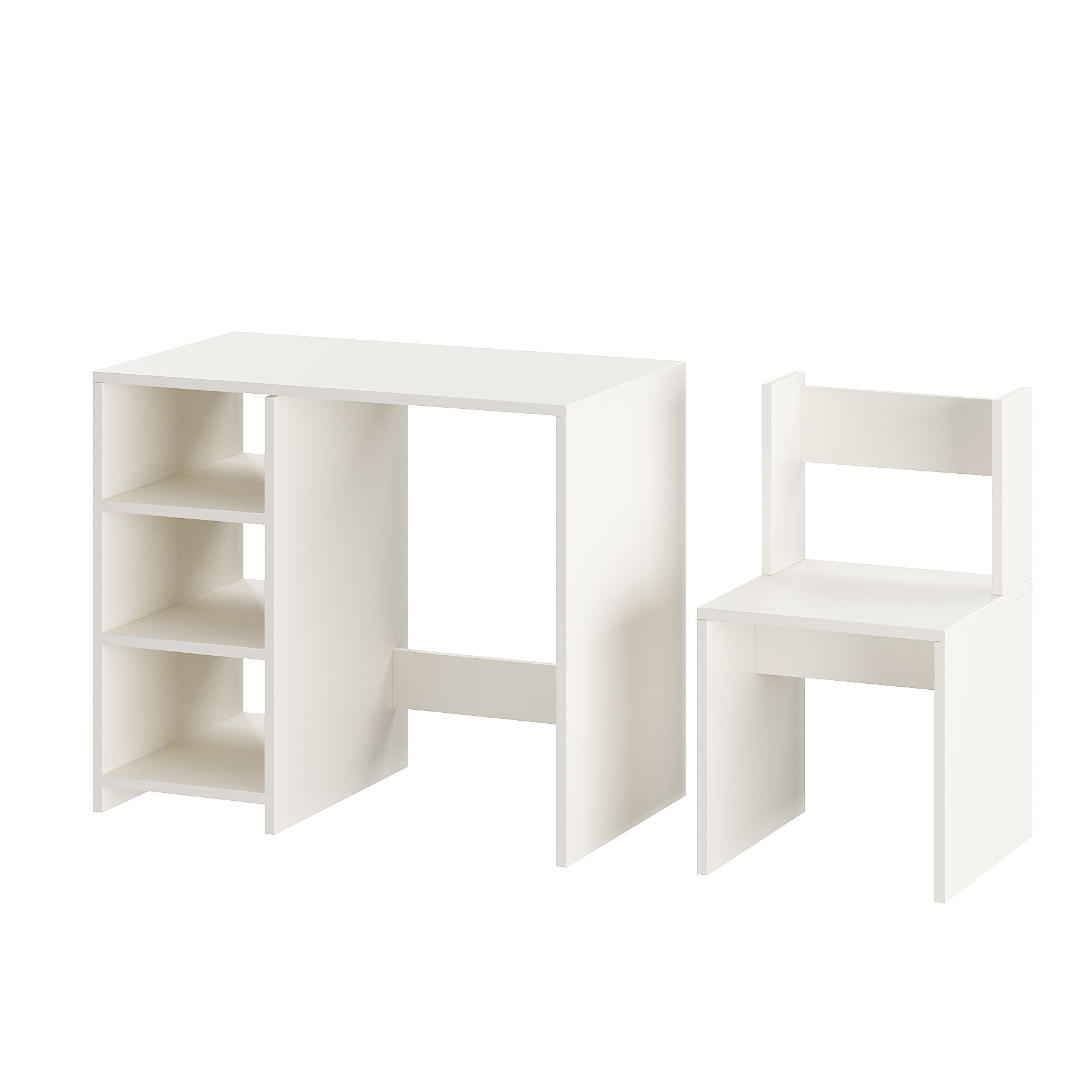 Harper Engineered Wood Light Weight Study Table & Chair Set with Storage for 3-12 Years Kids, Medium Size Kids Desk Set Upto 60kgs Weight Capacity - DIY Installation (White)