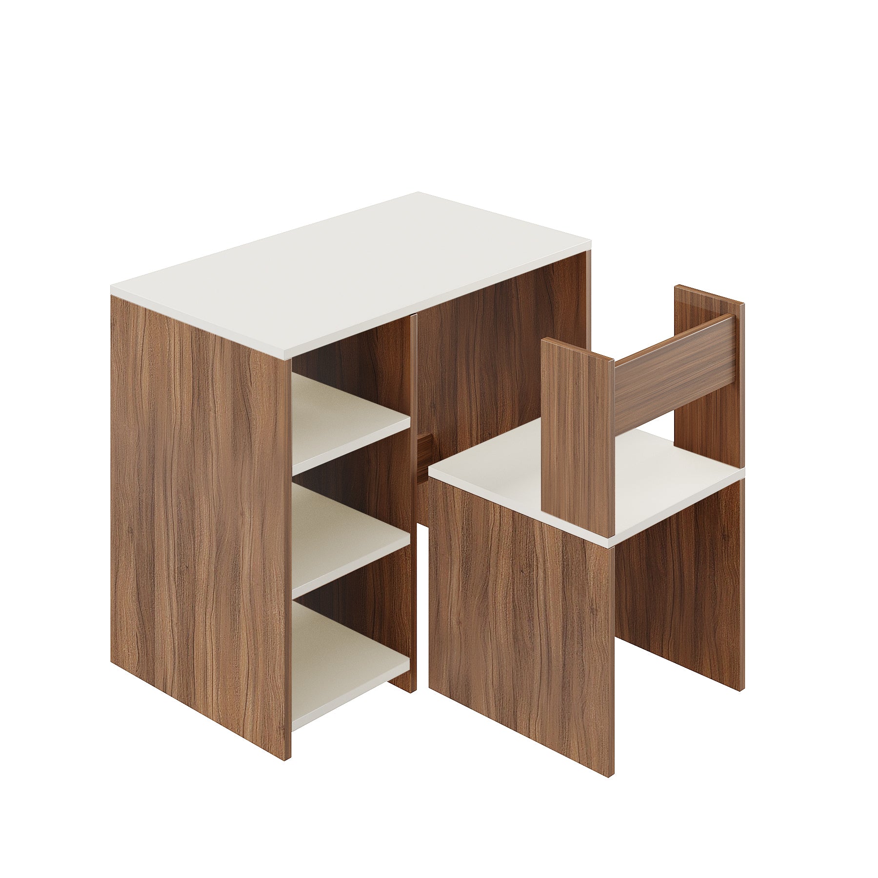 Harper Engineered Wood Light Weight Study Table & Chair Set with Storage for 3-12 Years Kids, Medium Size Kids Desk Set Upto 60kgs Weight Capacity - DIY Installation (Exotic teak & whjite)