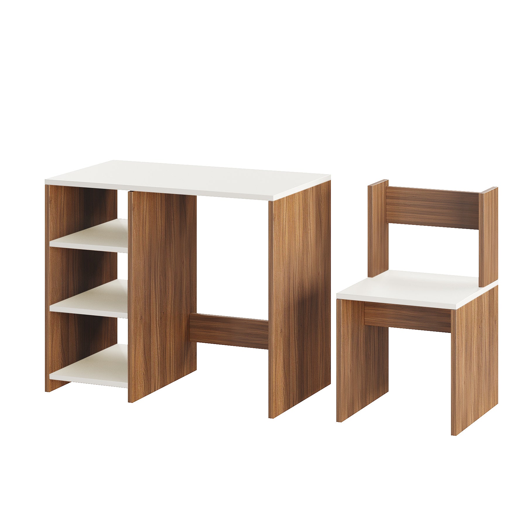 Harper Engineered Wood Light Weight Study Table & Chair Set with Storage for 3-12 Years Kids, Medium Size Kids Desk Set Upto 60kgs Weight Capacity - DIY Installation (Exotic teak & whjite)
