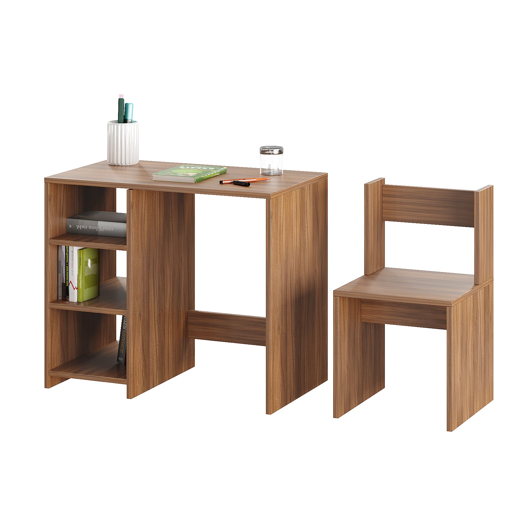 Harper Engineered Wood Light Weight Study Table & Chair Set with Storage for 3-12 Years Kids, Medium Size Kids Desk Set Upto 60kgs Weight Capacity - DIY Installation (Exotic Teak)
