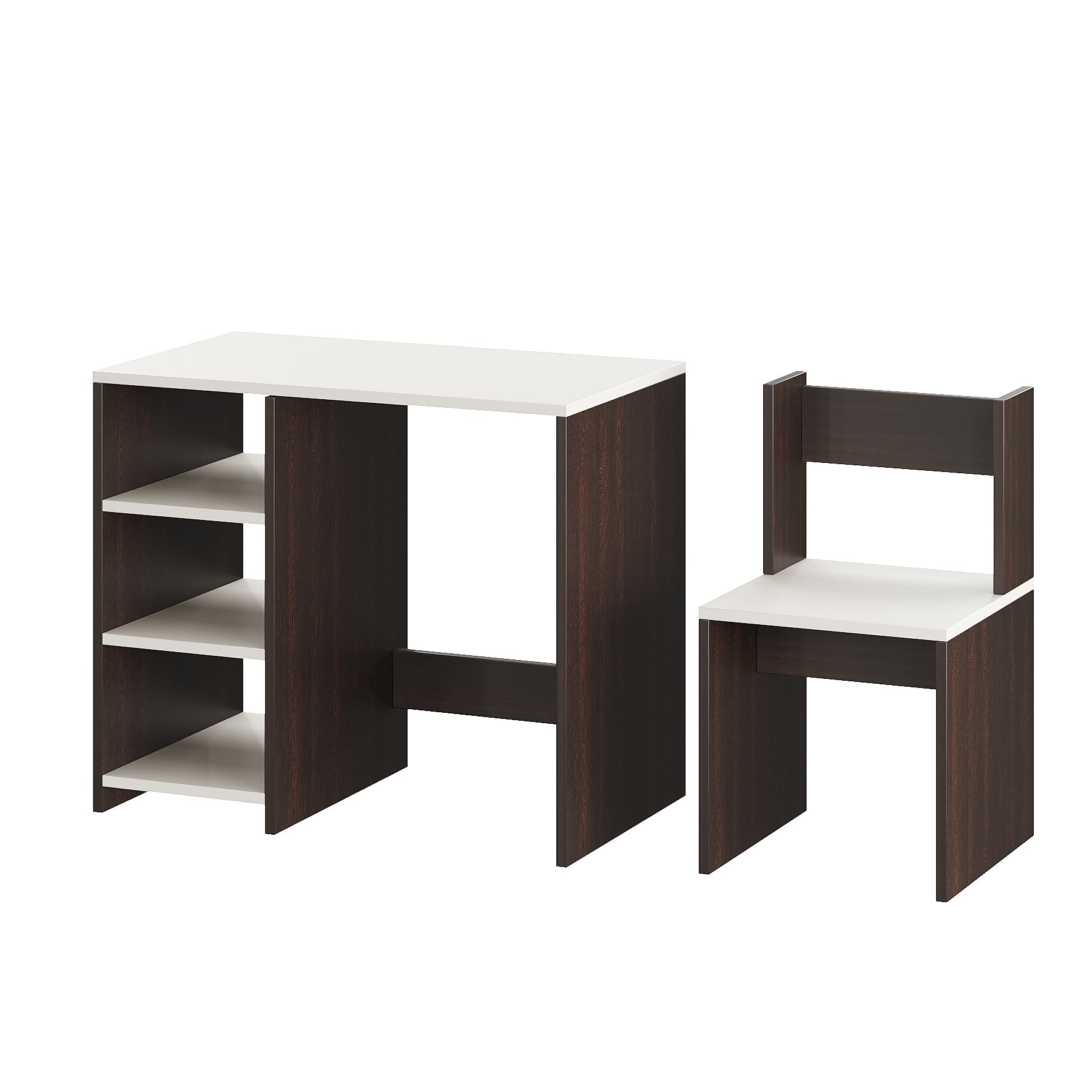 Harper Engineered Wood Light Weight Study Table & Chair Set with Storage for 3-12 Years Kids, Medium Size Kids Desk Set Upto 60kgs Weight Capacity - DIY Installation (Wenge & whjite)