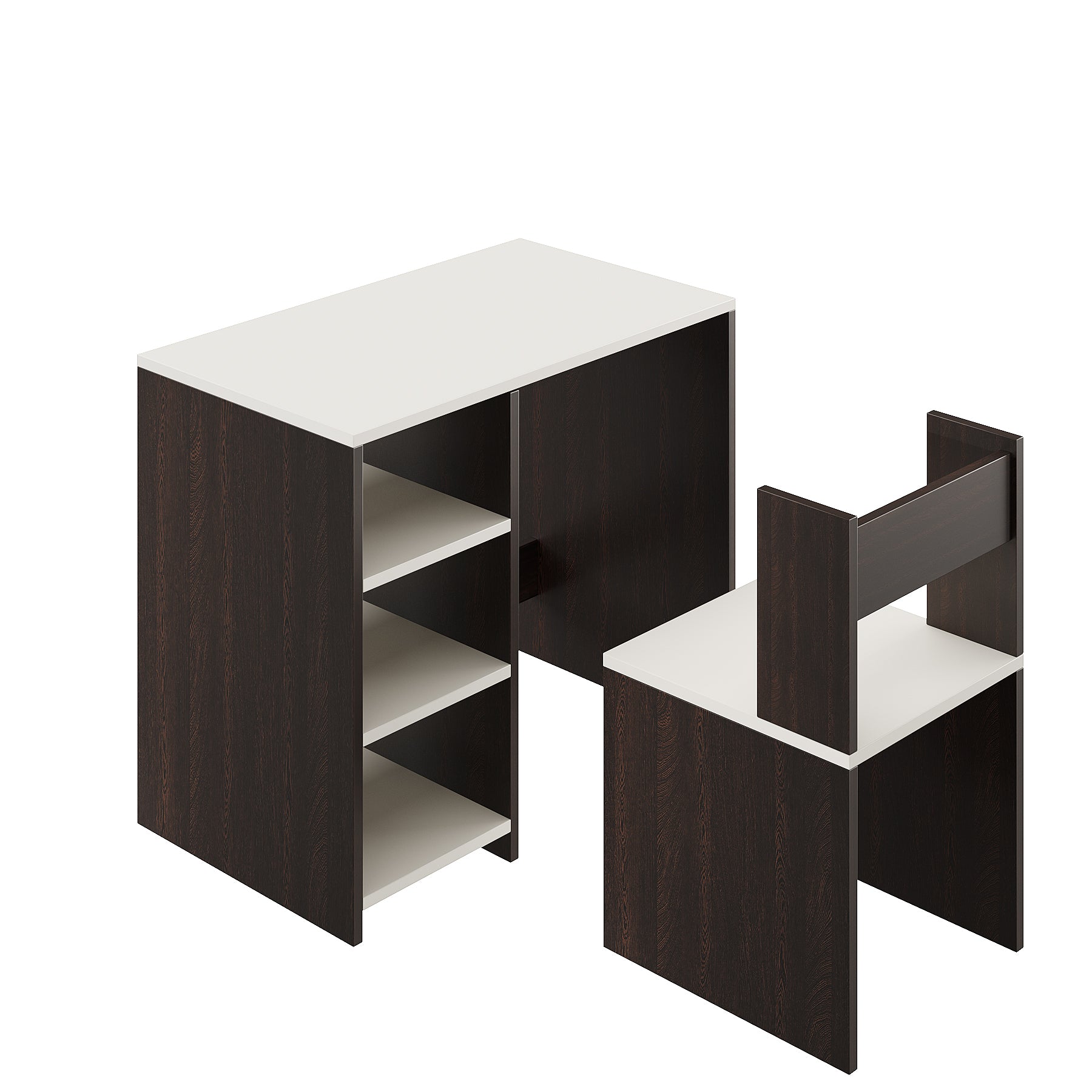Harper Engineered Wood Light Weight Study Table & Chair Set with Storage for 3-12 Years Kids, Medium Size Kids Desk Set Upto 60kgs Weight Capacity - DIY Installation (Wenge & whjite)