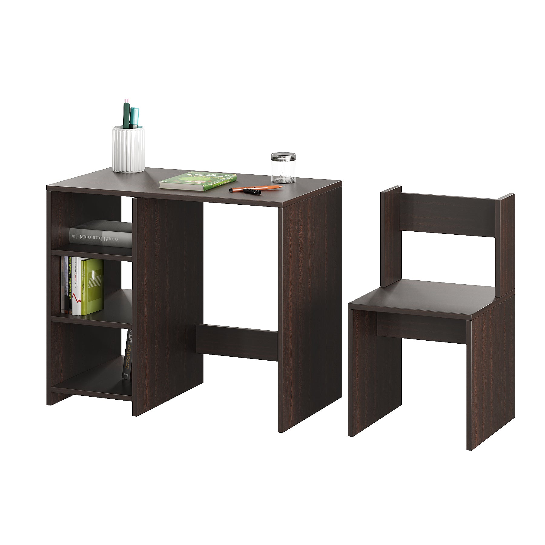 Harper Engineered Wood Light Weight Study Table & Chair Set with Storage for 3-12 Years Kids, Medium Size Kids Desk Set Upto 60kgs Weight Capacity - DIY Installation (Wenge)