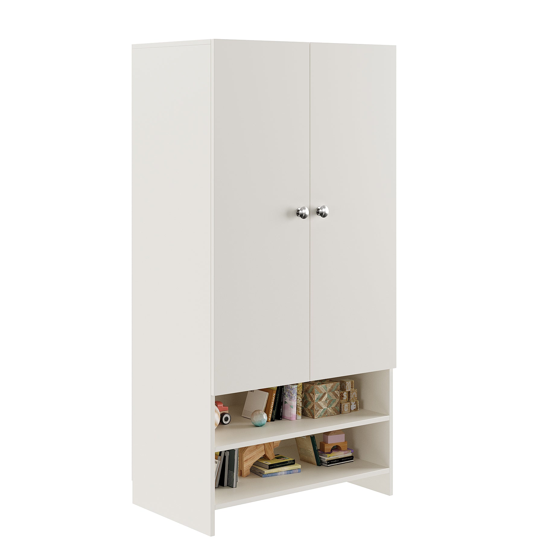 WOODWIDER Yosha Wardrobe for Kids, Baby Almirah for Clothes, Baby Storage Organizer, Cupboard for Clothes, Kids Wardrobe for Clothes/Toys/Books (White)