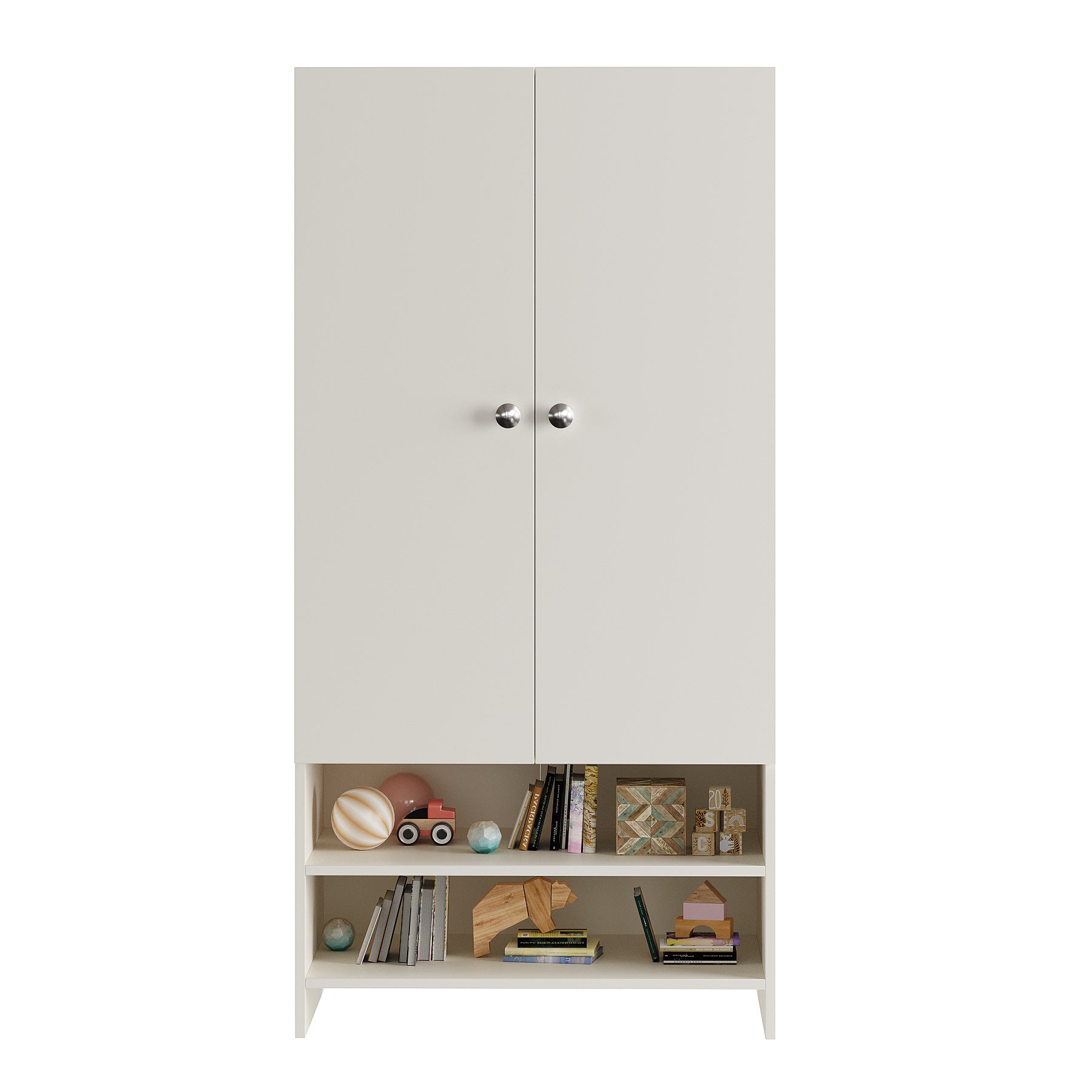 WOODWIDER Yosha Wardrobe for Kids, Baby Almirah for Clothes, Baby Storage Organizer, Cupboard for Clothes, Kids Wardrobe for Clothes/Toys/Books (White)