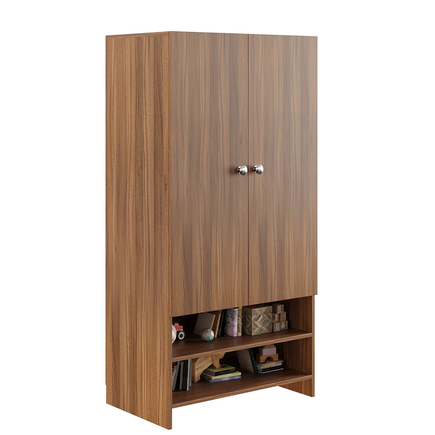 WOODWIDER Yosha Wardrobe for Kids, Baby Almirah for Clothes, Baby Storage Organizer, Cupboard for Clothes, Kids Wardrobe for Clothes/Toys/Books (Exotic Teak)