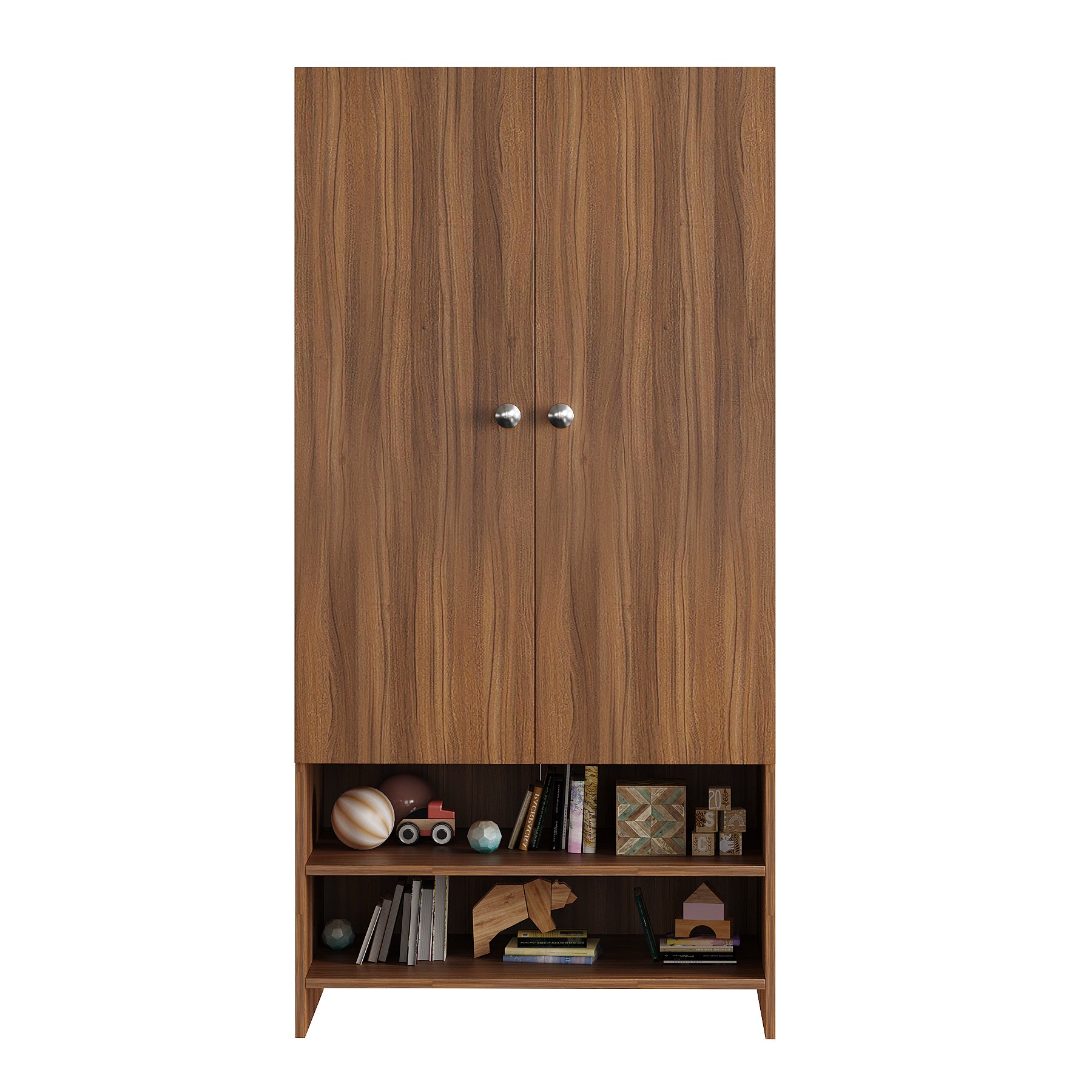 WOODWIDER Yosha Wardrobe for Kids, Baby Almirah for Clothes, Baby Storage Organizer, Cupboard for Clothes, Kids Wardrobe for Clothes/Toys/Books (Exotic Teak)