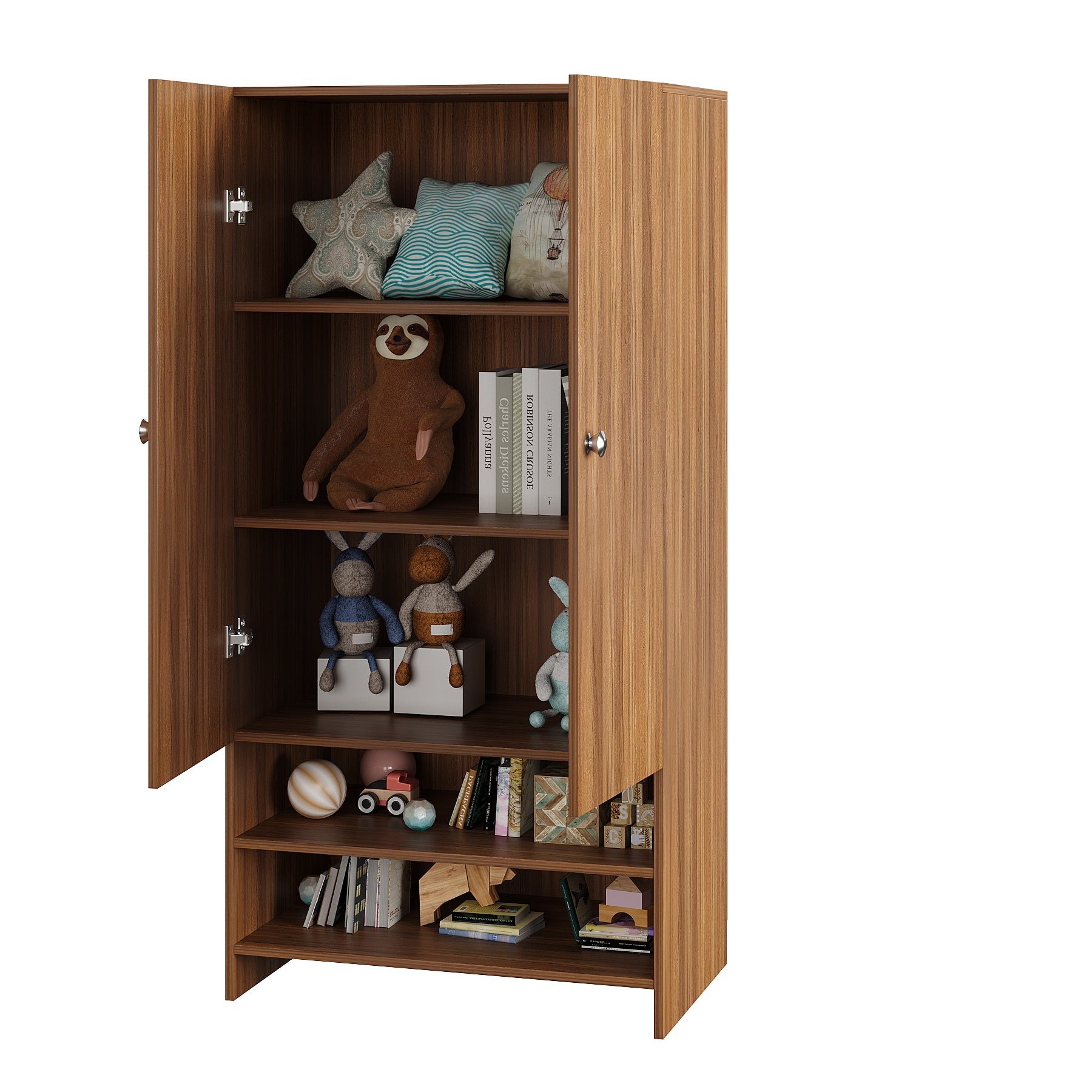 WOODWIDER Yosha Wardrobe for Kids, Baby Almirah for Clothes, Baby Storage Organizer, Cupboard for Clothes, Kids Wardrobe for Clothes/Toys/Books (Exotic Teak)