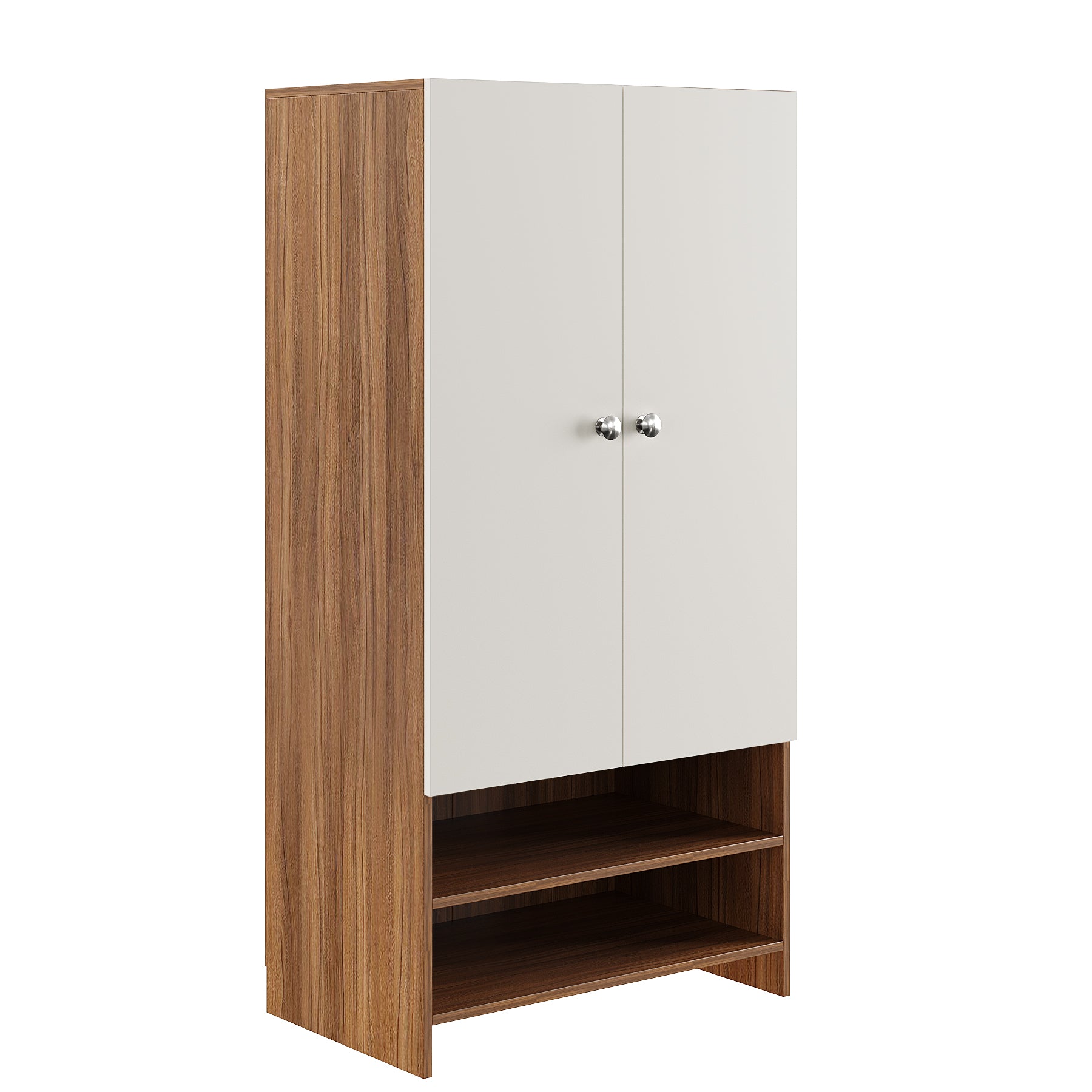 WOODWIDER Yosha Wardrobe for Kids, Baby Almirah for Clothes, Baby Storage Organizer, Cupboard for Clothes, Kids Wardrobe for Clothes/Toys/Books (Exotic Teak & White)