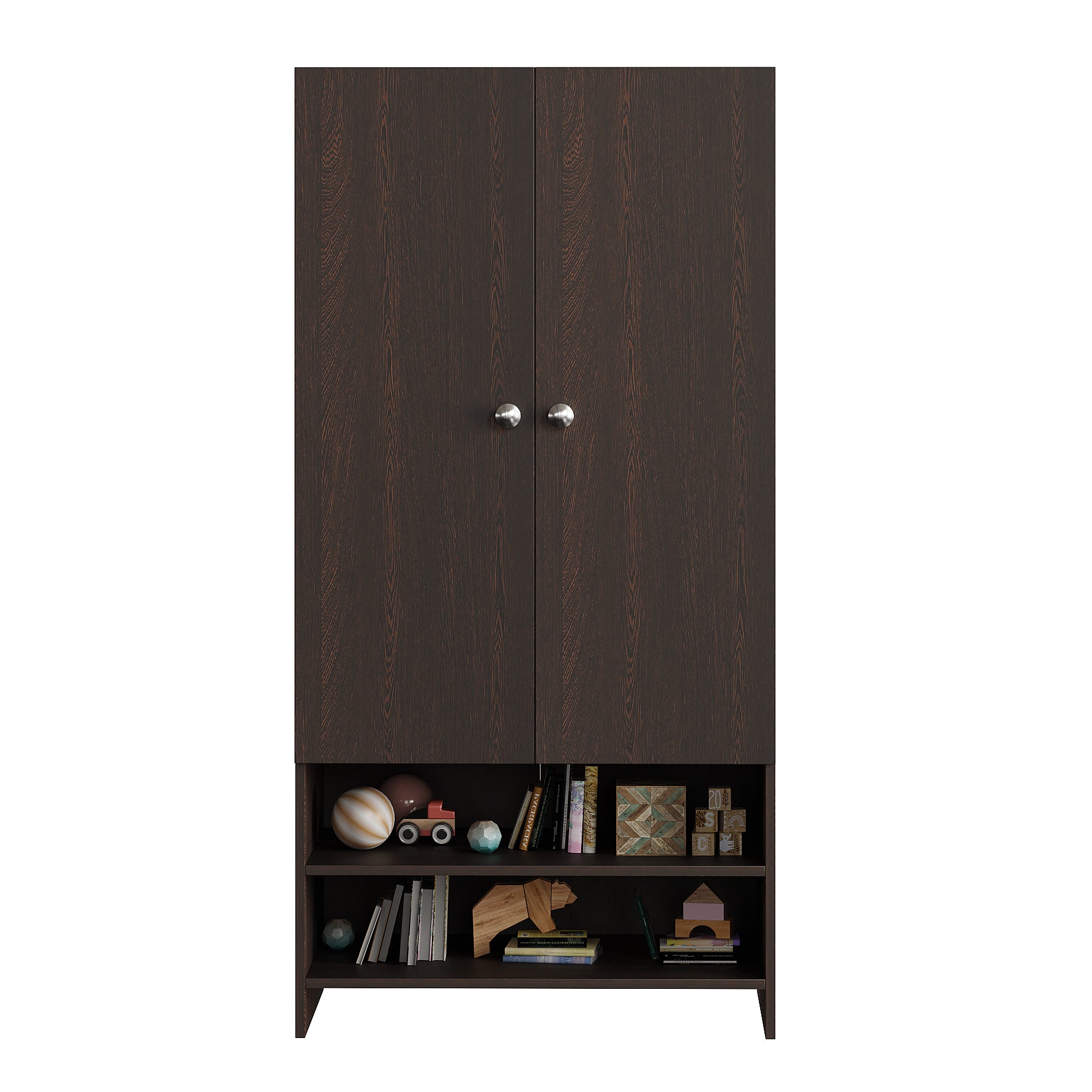 WOODWIDER Yosha Wardrobe for Kids, Baby Almirah for Clothes, Baby Storage Organizer, Cupboard for Clothes, Kids Wardrobe for Clothes/Toys/Books (Wenge)