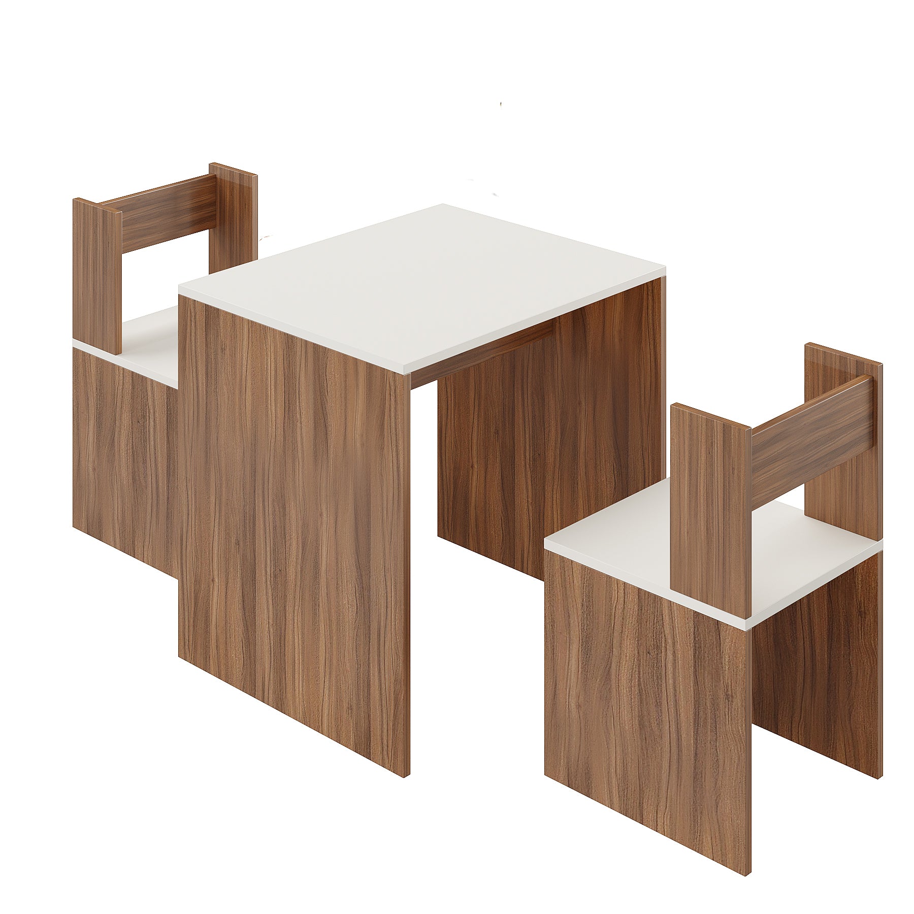 Emma Engineered Wood Light Weight Study Table & Chair Set with Storage for 3-12 Years Kids, Medium Size Kids Desk Set Upto 60kgs Weight Capacity - DIY Installation (Exotic teak & White)