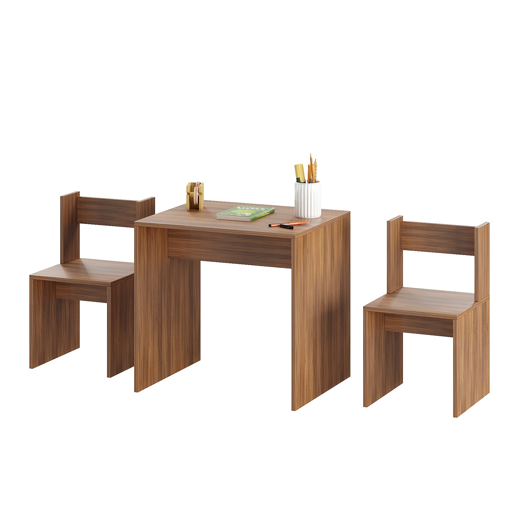 Emma Engineered Wood Light Weight Study Table & Chair Set with Storage for 3-12 Years Kids, Medium Size Kids Desk Set Upto 60kgs Weight Capacity - DIY Installation (Wenge)