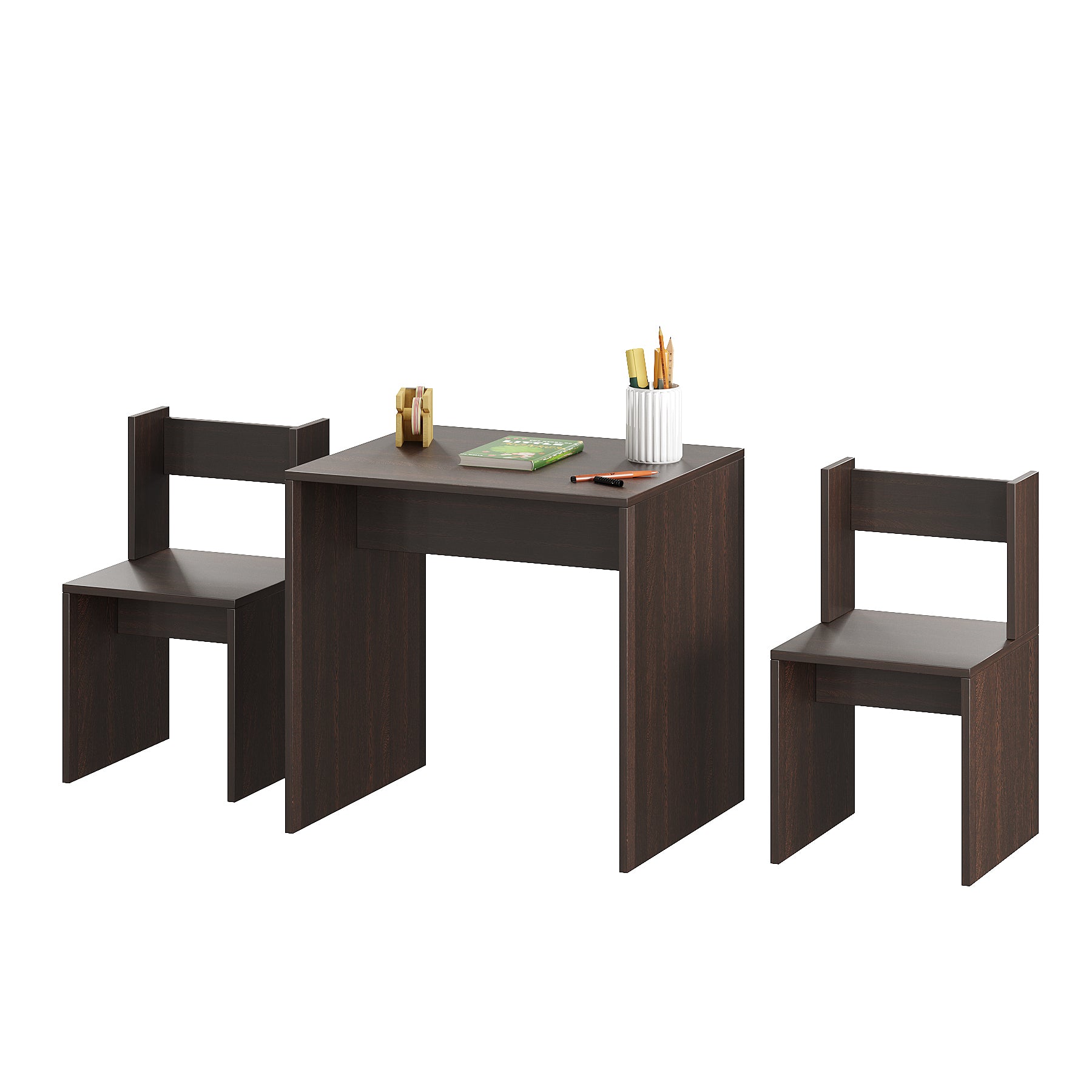 Emma Engineered Wood Light Weight Study Table & Chair Set with Storage for 3-12 Years Kids, Medium Size Kids Desk Set Upto 60kgs Weight Capacity - DIY Installation (Wenge)