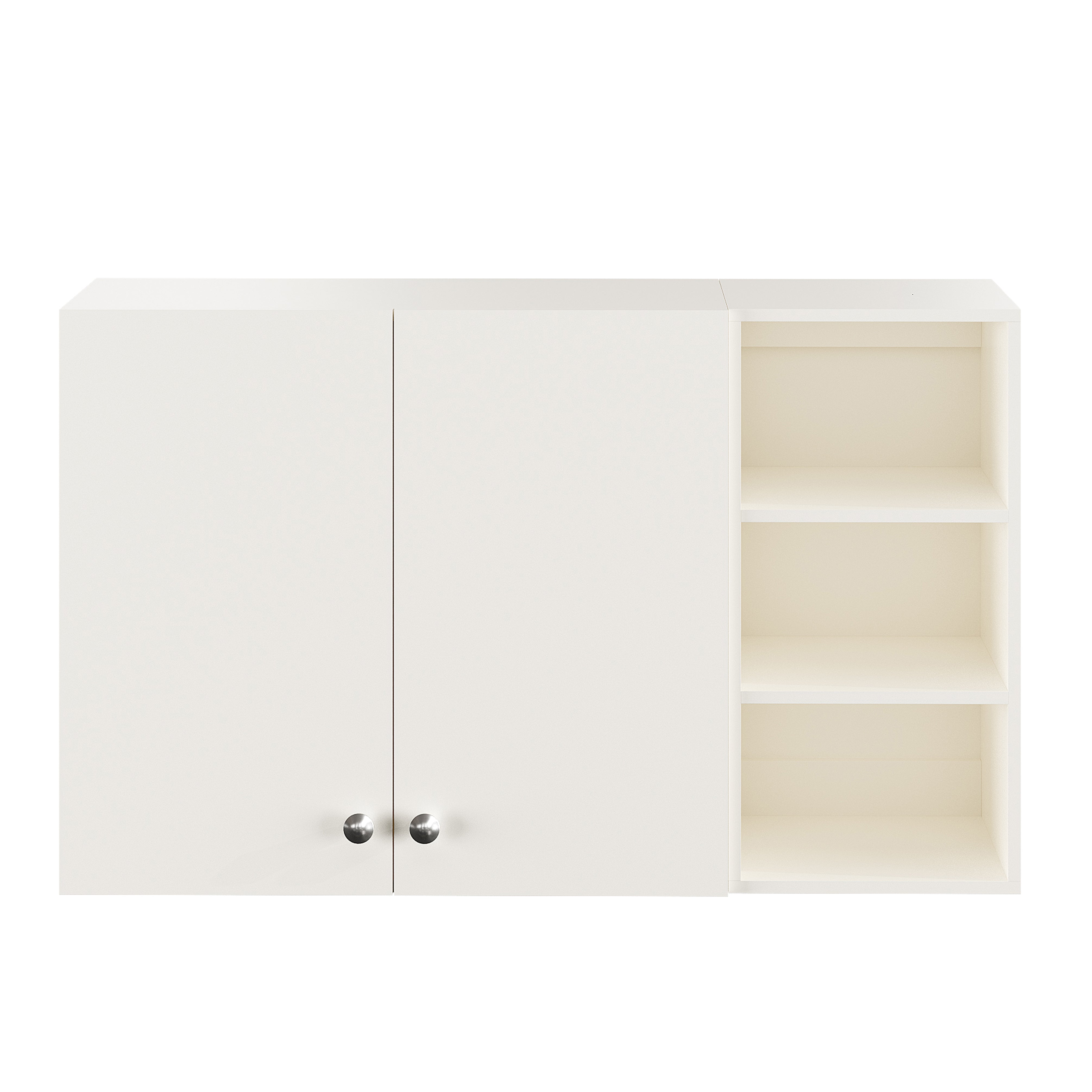 Lismore Wall Mount Wooden Kitchen Cabinet Storage Rack Shelf Organizer with Door in White Finish