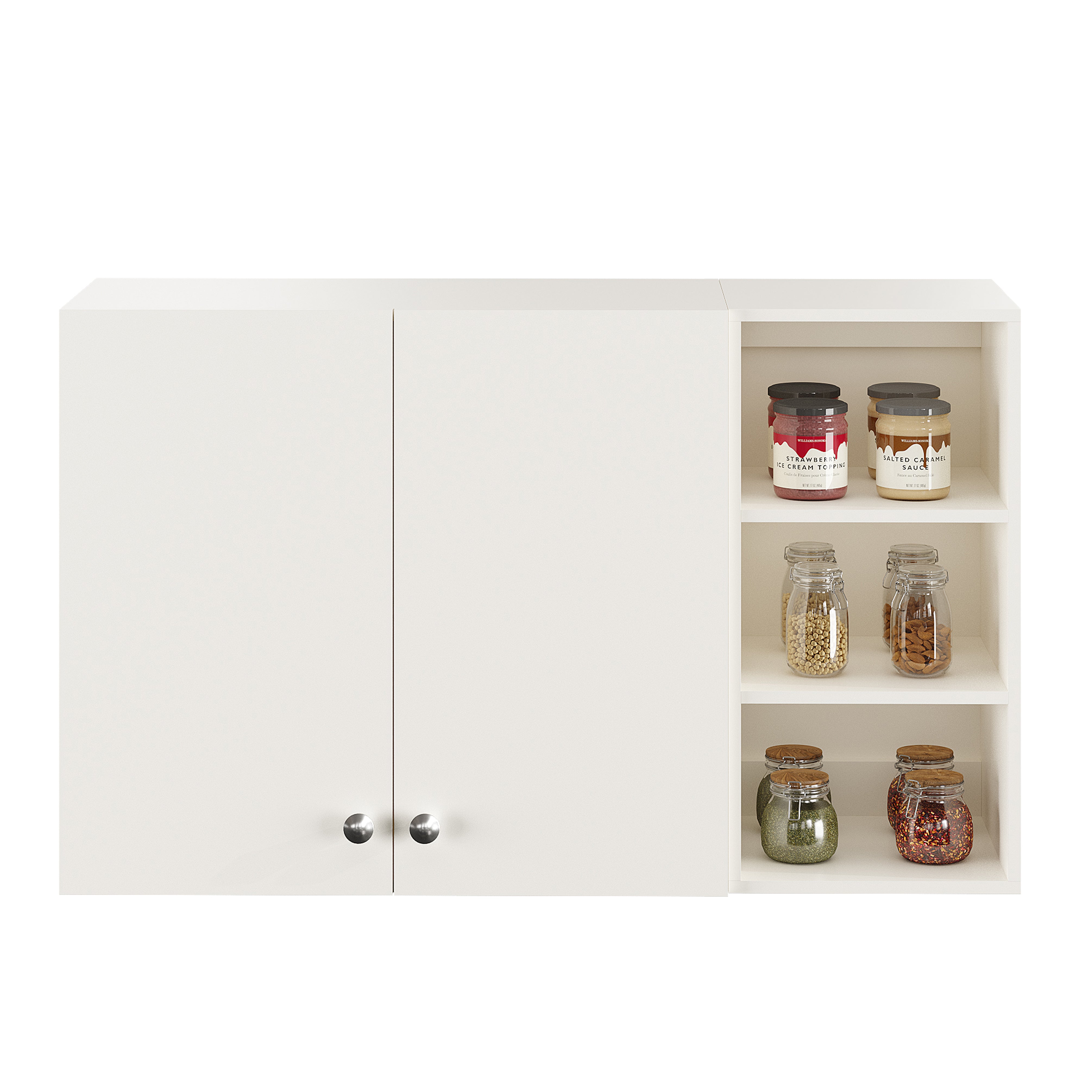 Lismore Wall Mount Wooden Kitchen Cabinet Storage Rack Shelf Organizer with Door in White Finish
