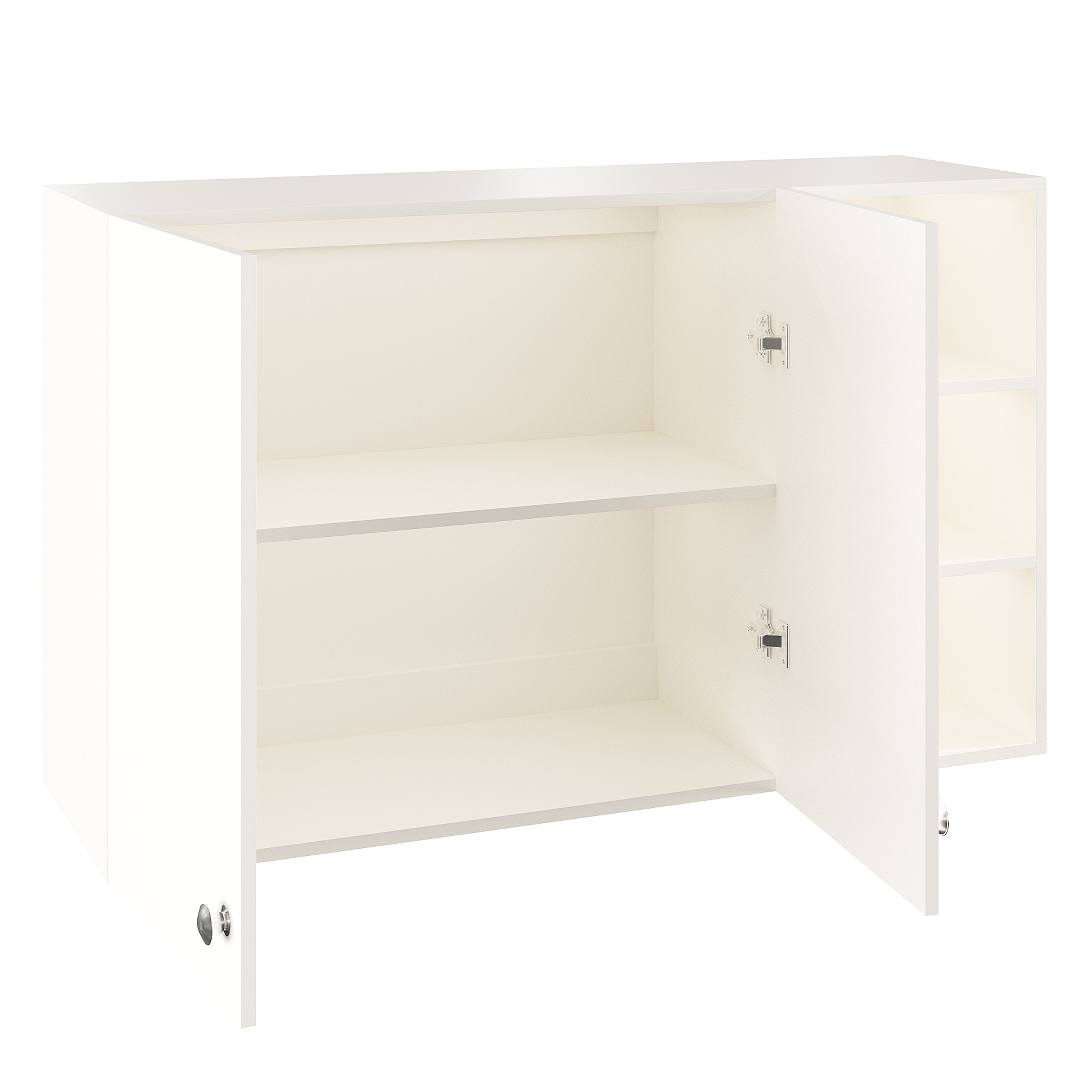 Lismore Wall Mount Wooden Kitchen Cabinet Storage Rack Shelf Organizer with Door in White Finish