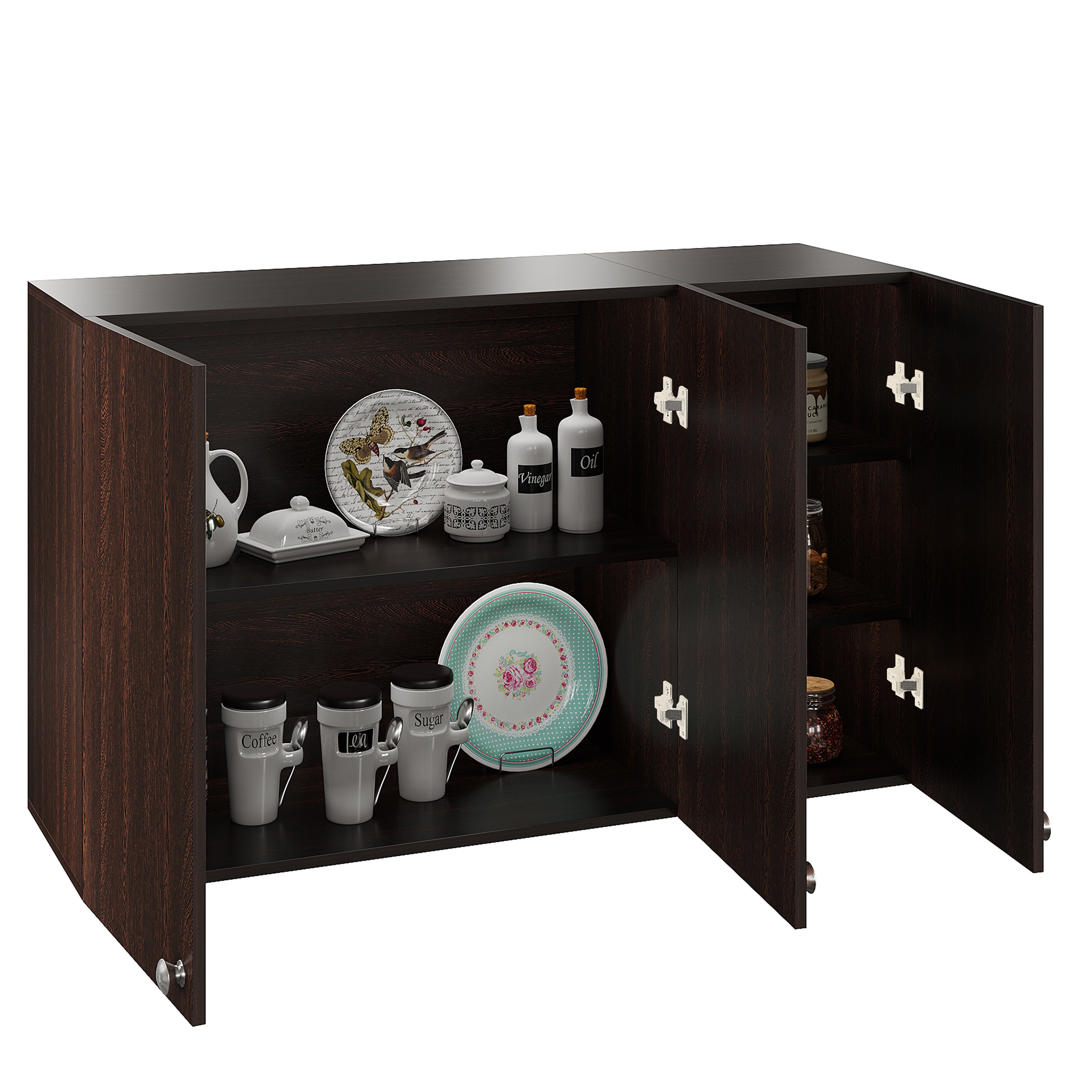 Woodwider Olender Engineered Wood Wall-Mount Kitchen Cabinet with Door – Space-Saving, Modern Storage Solution for Kitchen, Living Room, or Bathroom (Wenge)