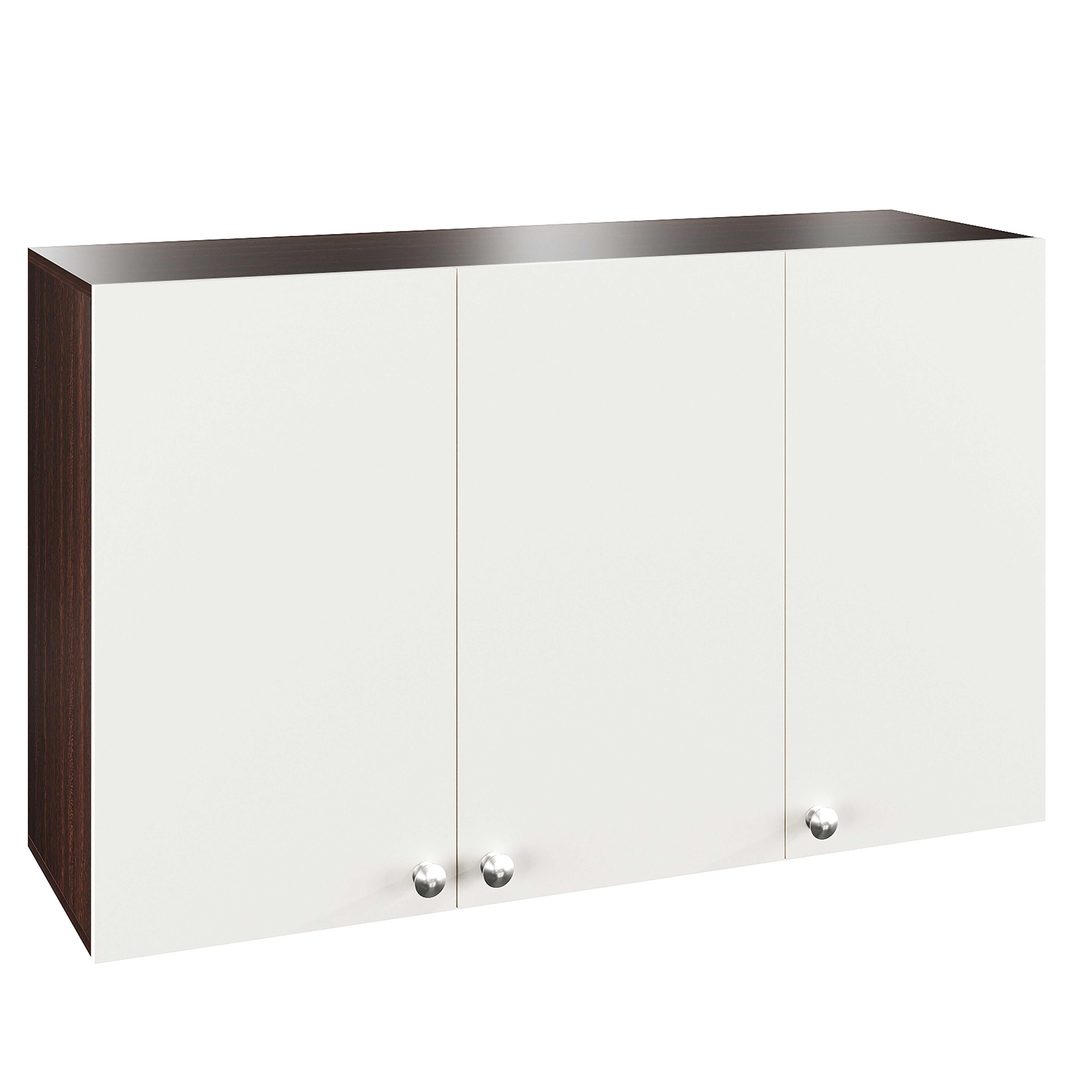 WOODWIDER Olender Engineered Wood Wall-Mount Kitchen Cabinet with Door – Space-Saving, Modern Storage Solution for Kitchen, Living Room, or Bathroom (Wenge & White)