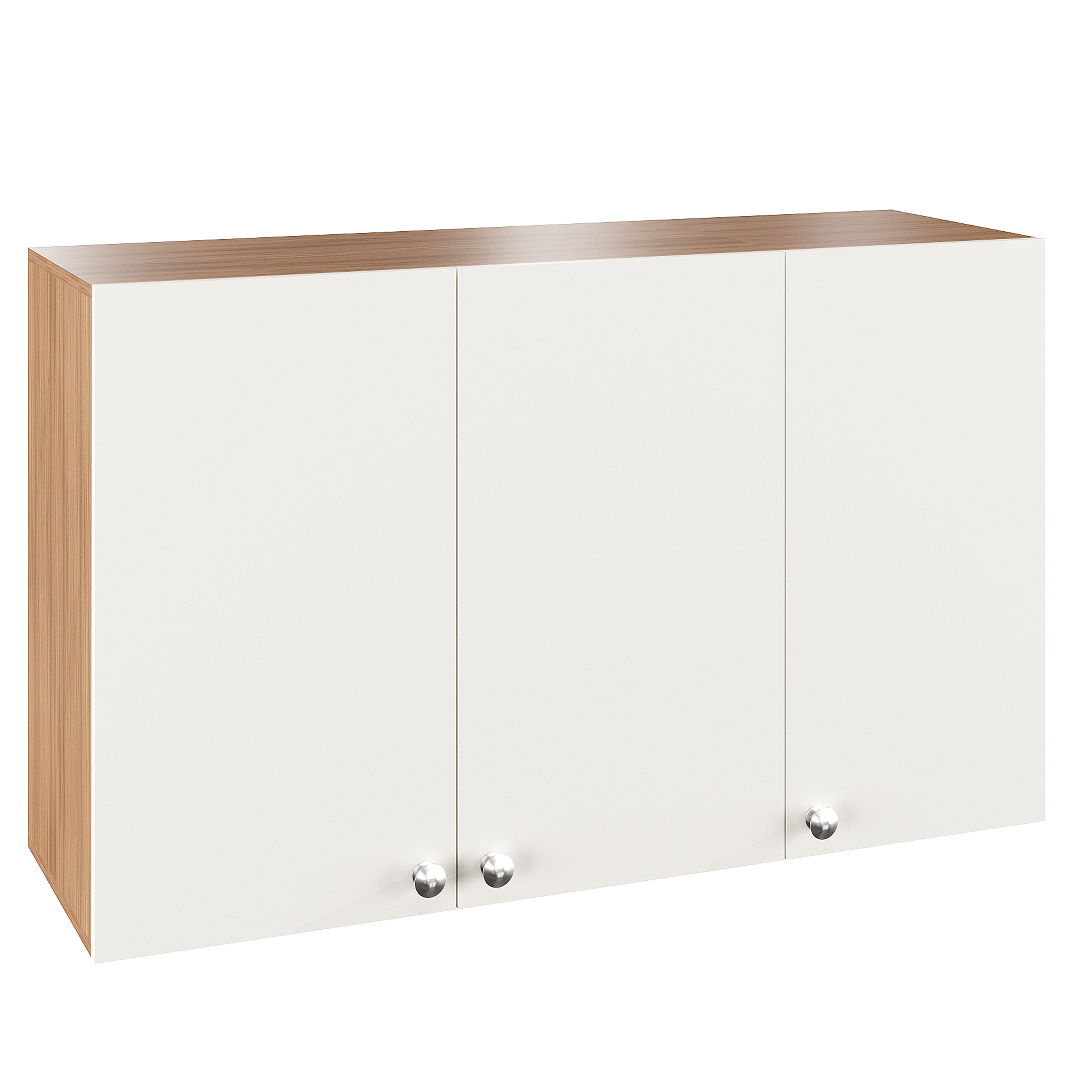 WOODWIDER Olender Engineered Wood Wall-Mount Kitchen Cabinet with Door – Space-Saving, Modern Storage Solution for Kitchen, Living Room, or Bathroom (Exotic Teak & White)