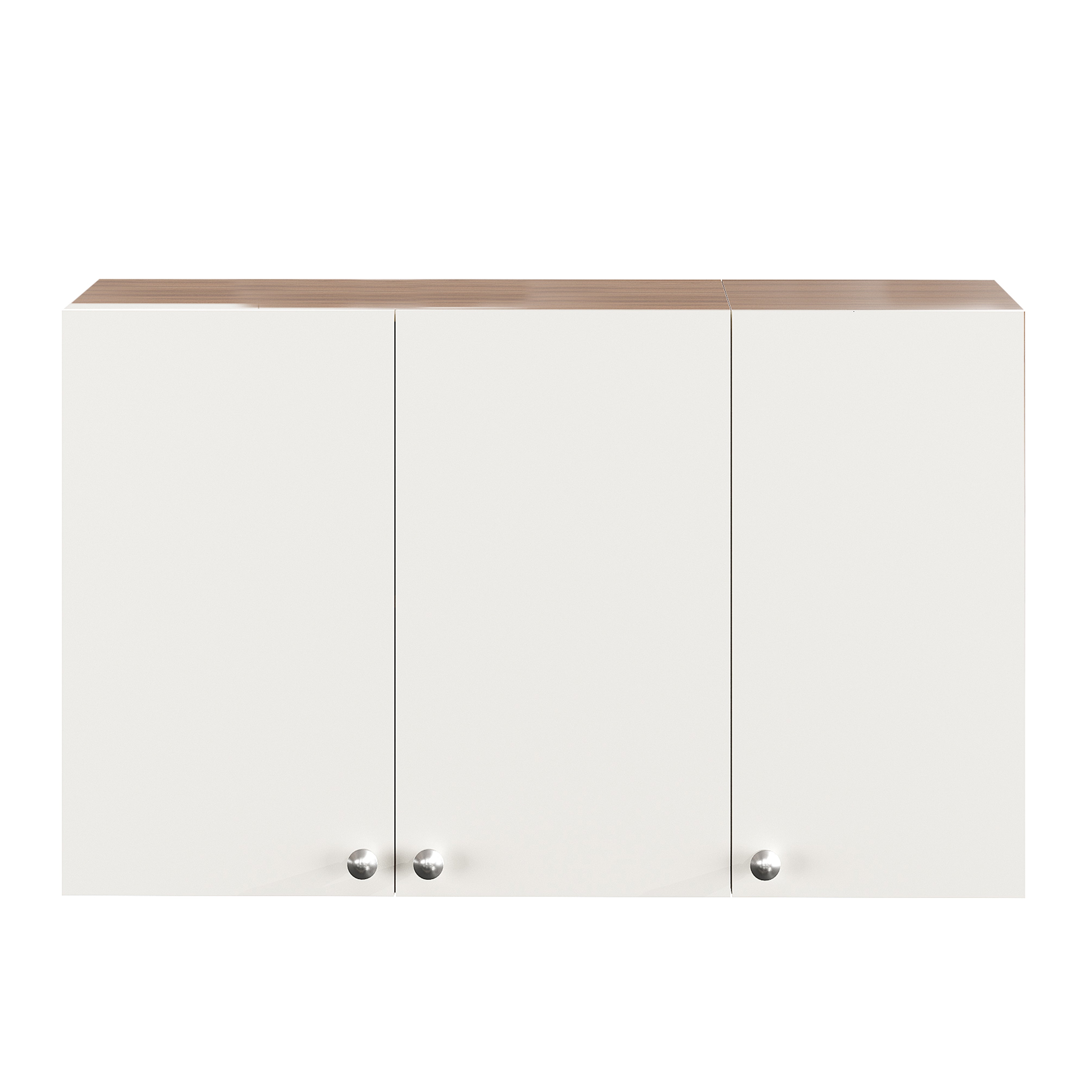 WOODWIDER Olender Engineered Wood Wall-Mount Kitchen Cabinet with Door – Space-Saving, Modern Storage Solution for Kitchen, Living Room, or Bathroom (Exotic Teak & White)