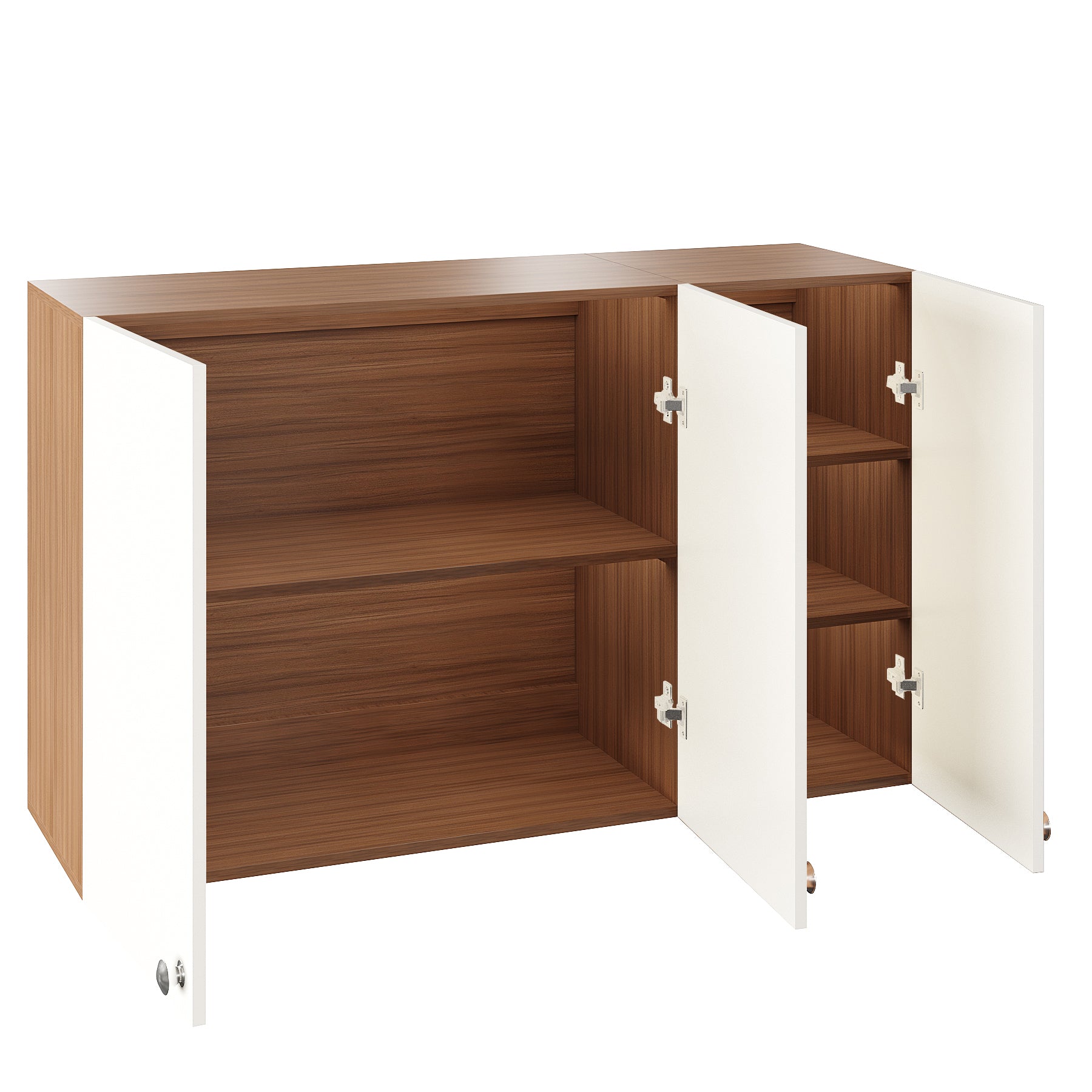 WOODWIDER Olender Engineered Wood Wall-Mount Kitchen Cabinet with Door – Space-Saving, Modern Storage Solution for Kitchen, Living Room, or Bathroom (Exotic Teak & White)