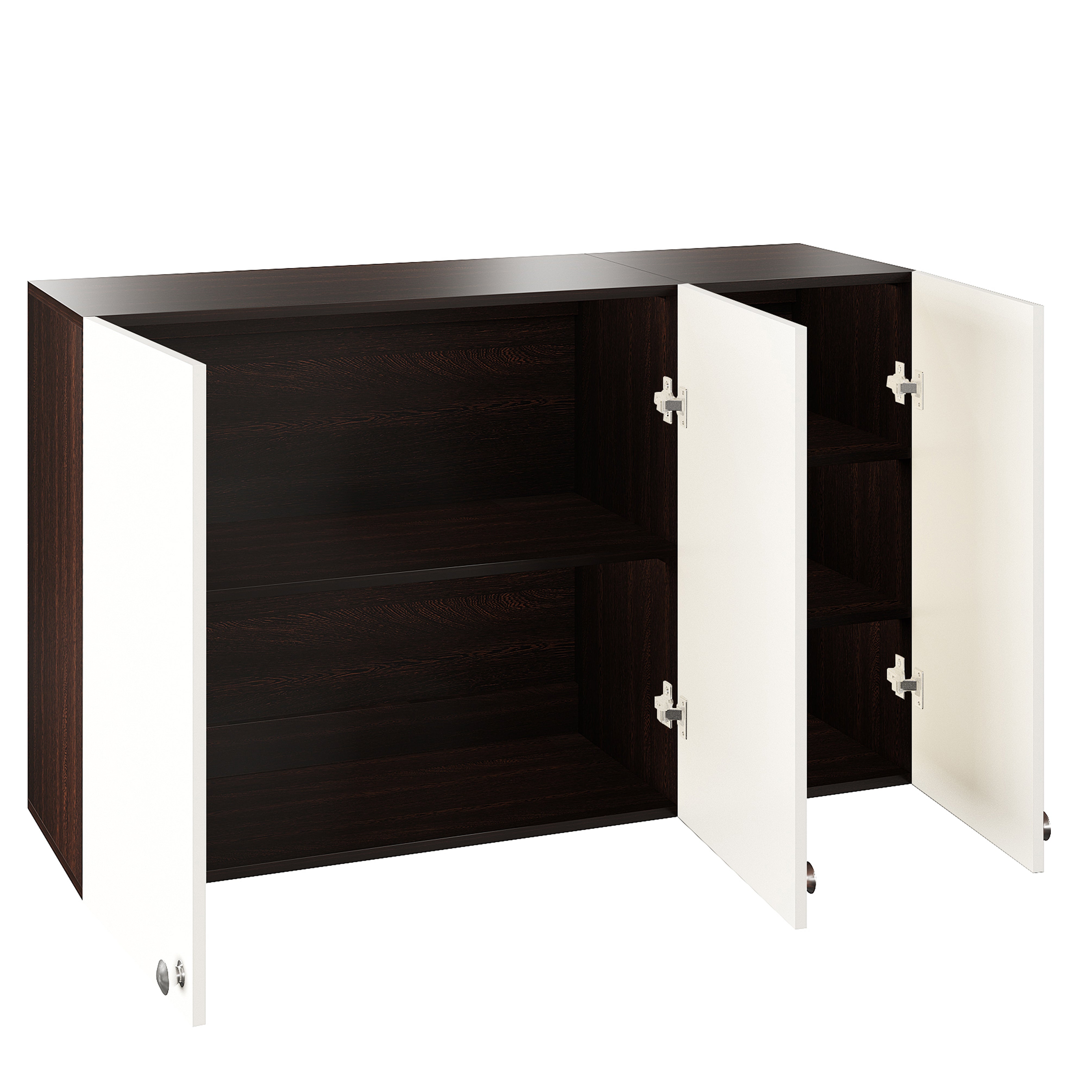 WOODWIDER Olender Engineered Wood Wall-Mount Kitchen Cabinet with Door – Space-Saving, Modern Storage Solution for Kitchen, Living Room, or Bathroom (Wenge & White)