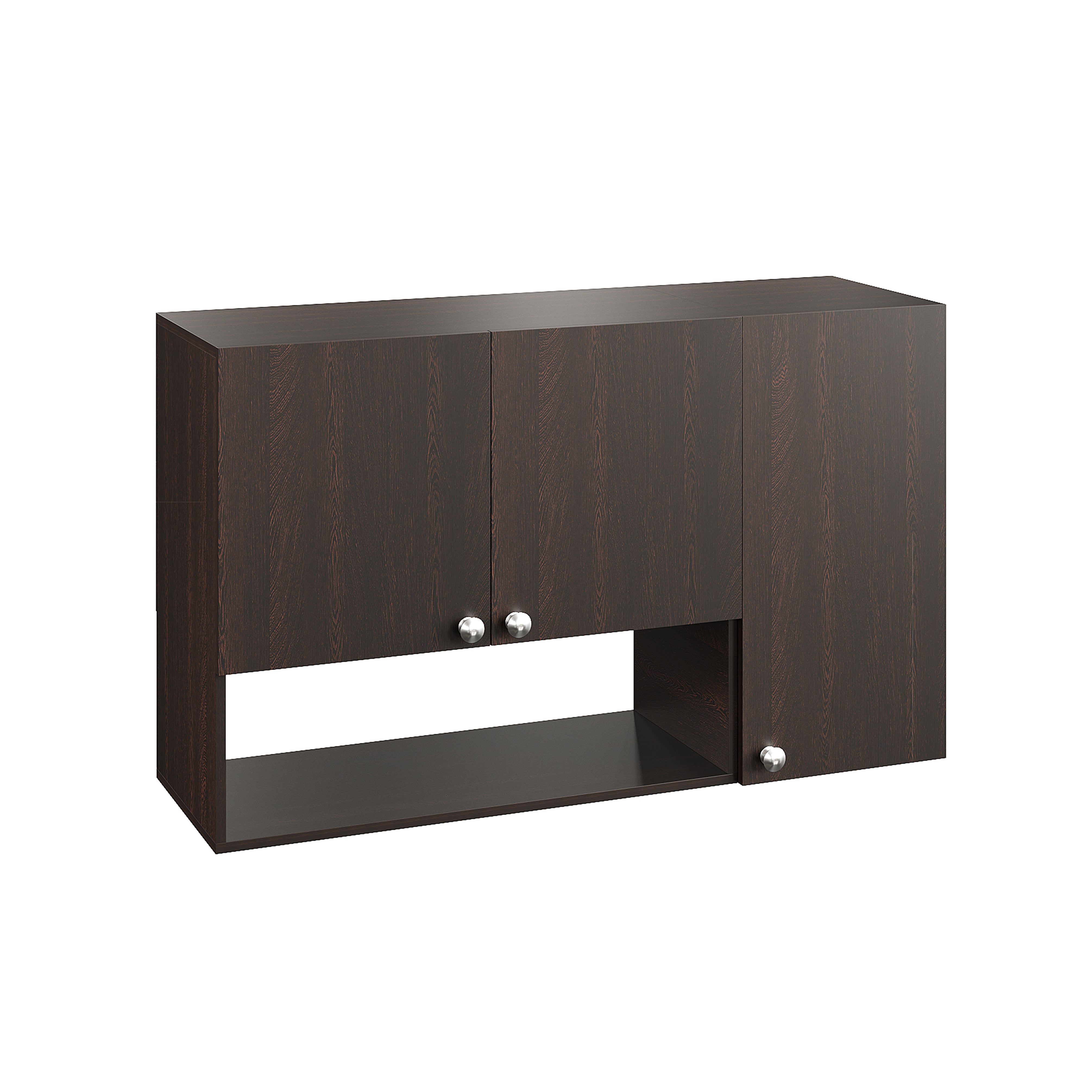 Diana Wall Mount Wooden Kitchen Cabinet Storage Rack Shelf Organizer with Door in Wenge Finish