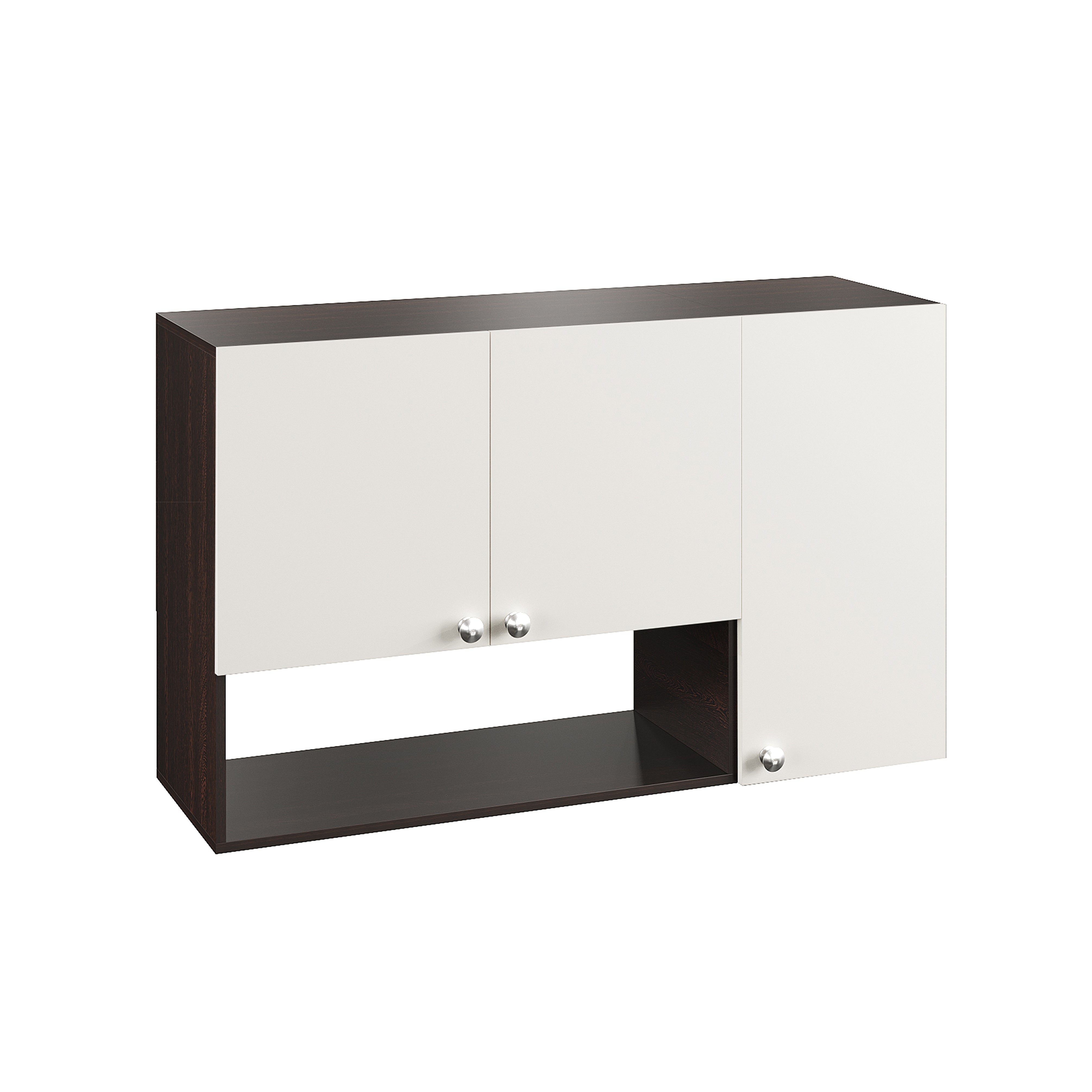 Diana Wall Mount Wooden Kitchen Cabinet Storage Rack Shelf Organizer with Door in Wenge & White Finish